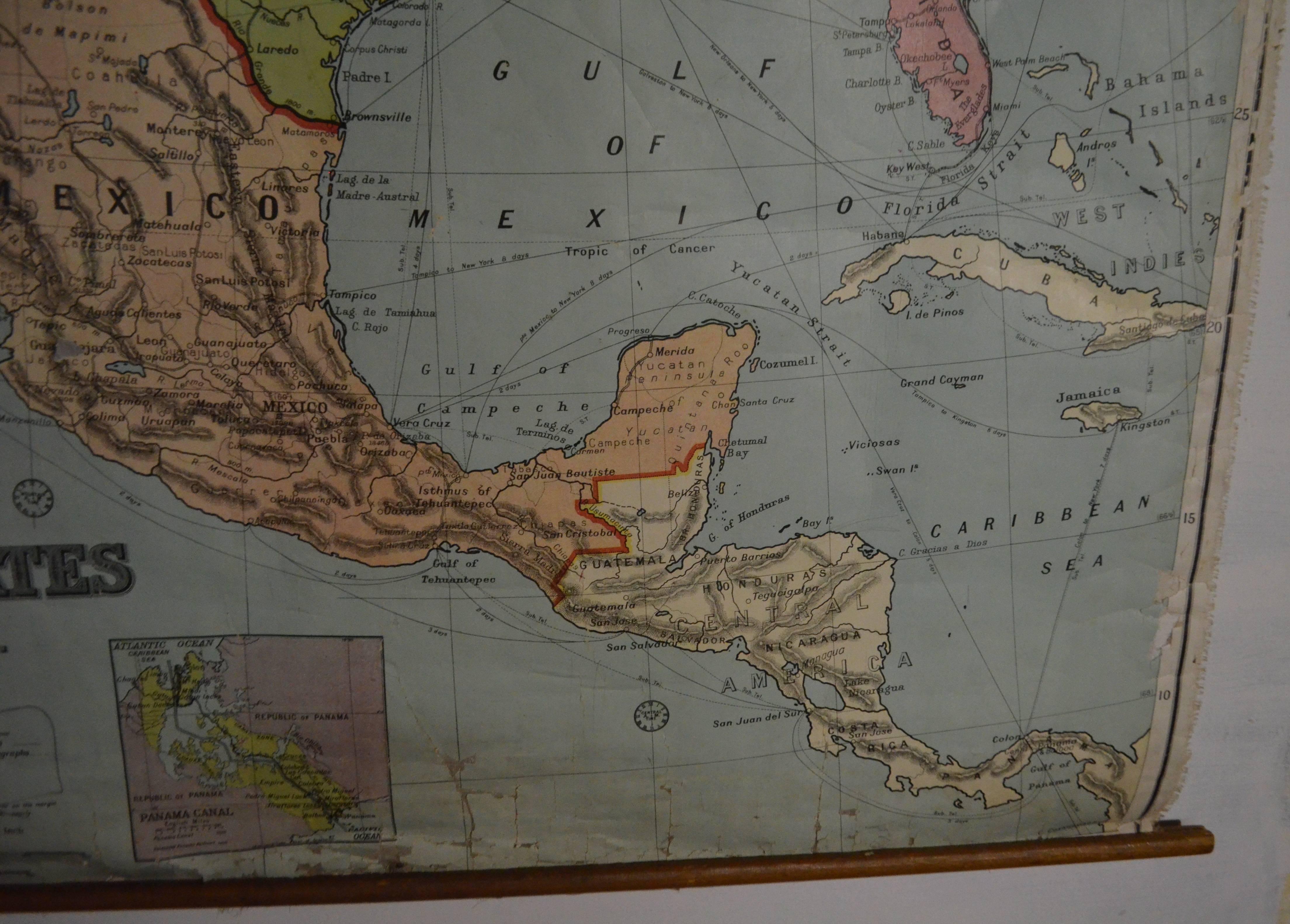 Early 20th Century Map of the United States and Mexico, 1916 Edition In Good Condition In Madison, WI