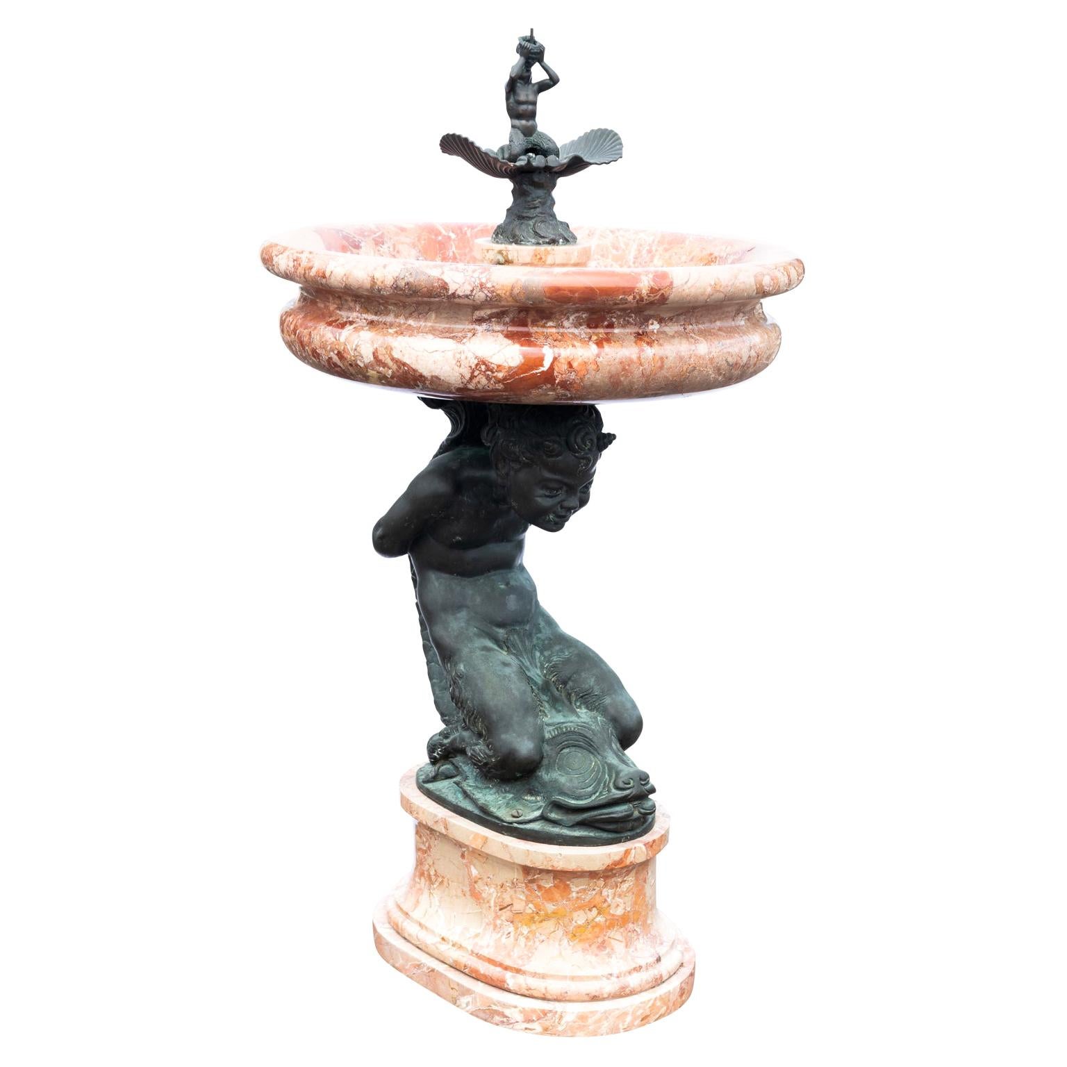 Early 20th Century Marble and Bronze Fountain