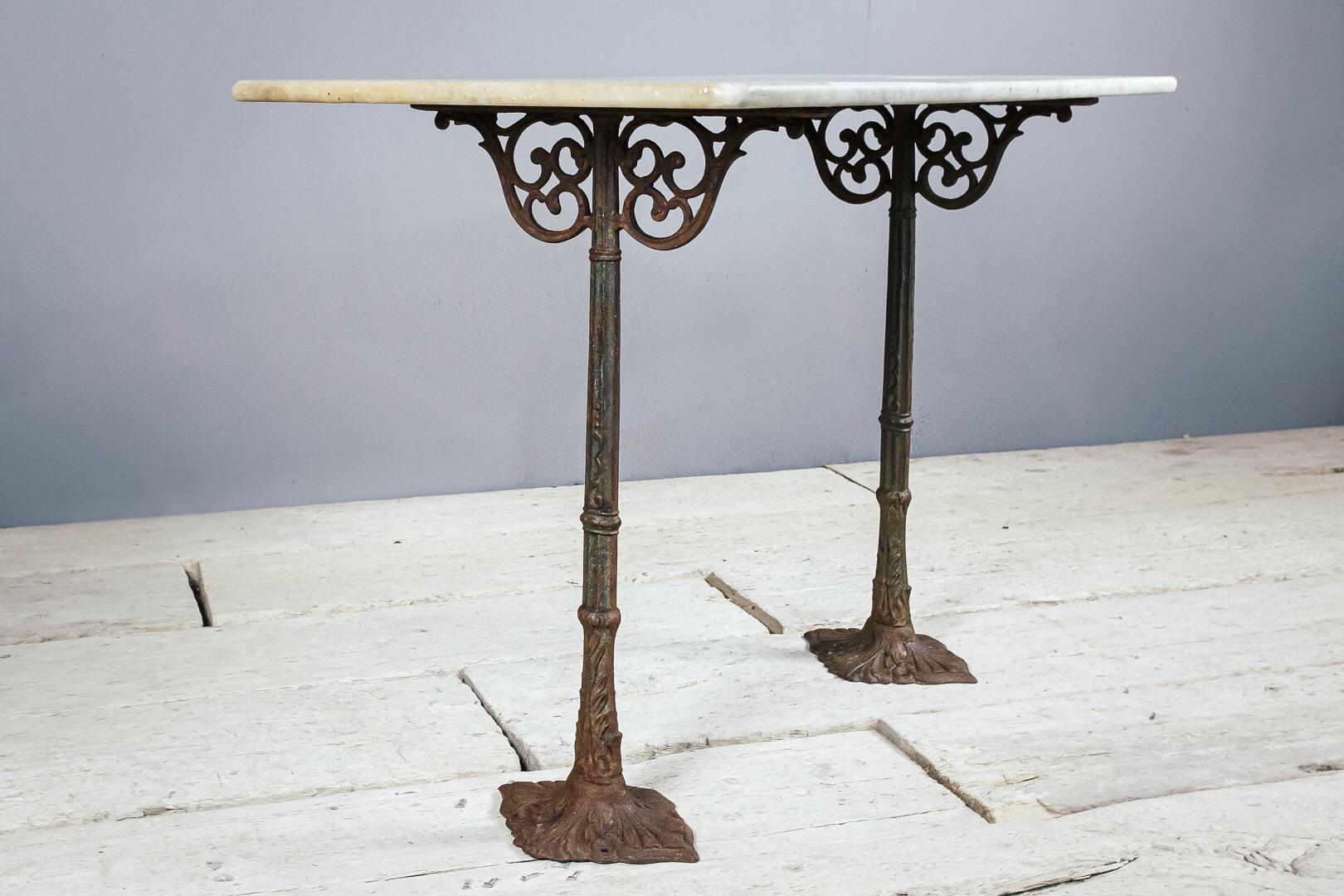 French Early 20th Century Marble and Cast Iron Bistro Table