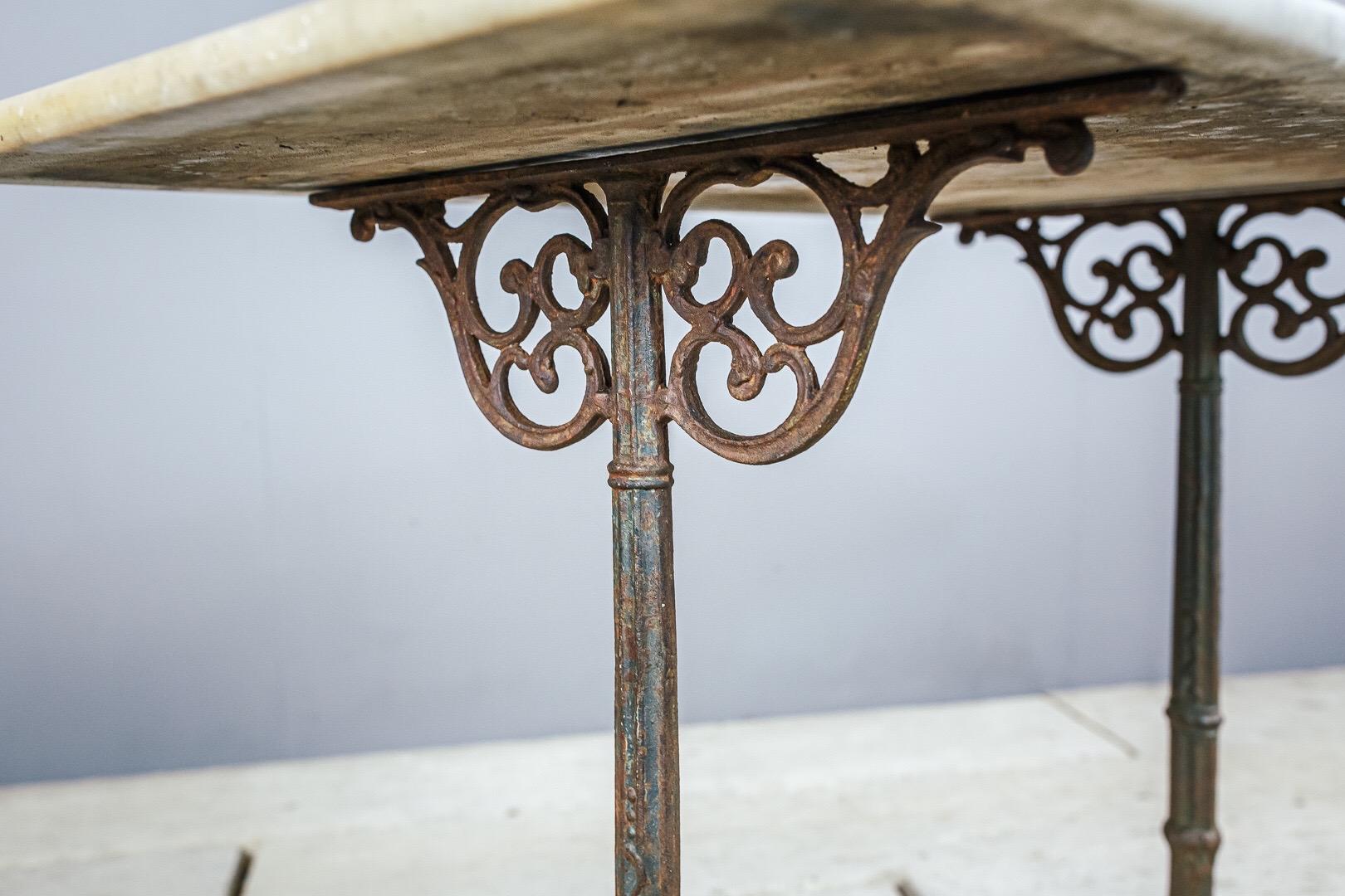Early 20th Century Marble and Cast Iron Bistro Table In Fair Condition In Pease pottage, West Sussex