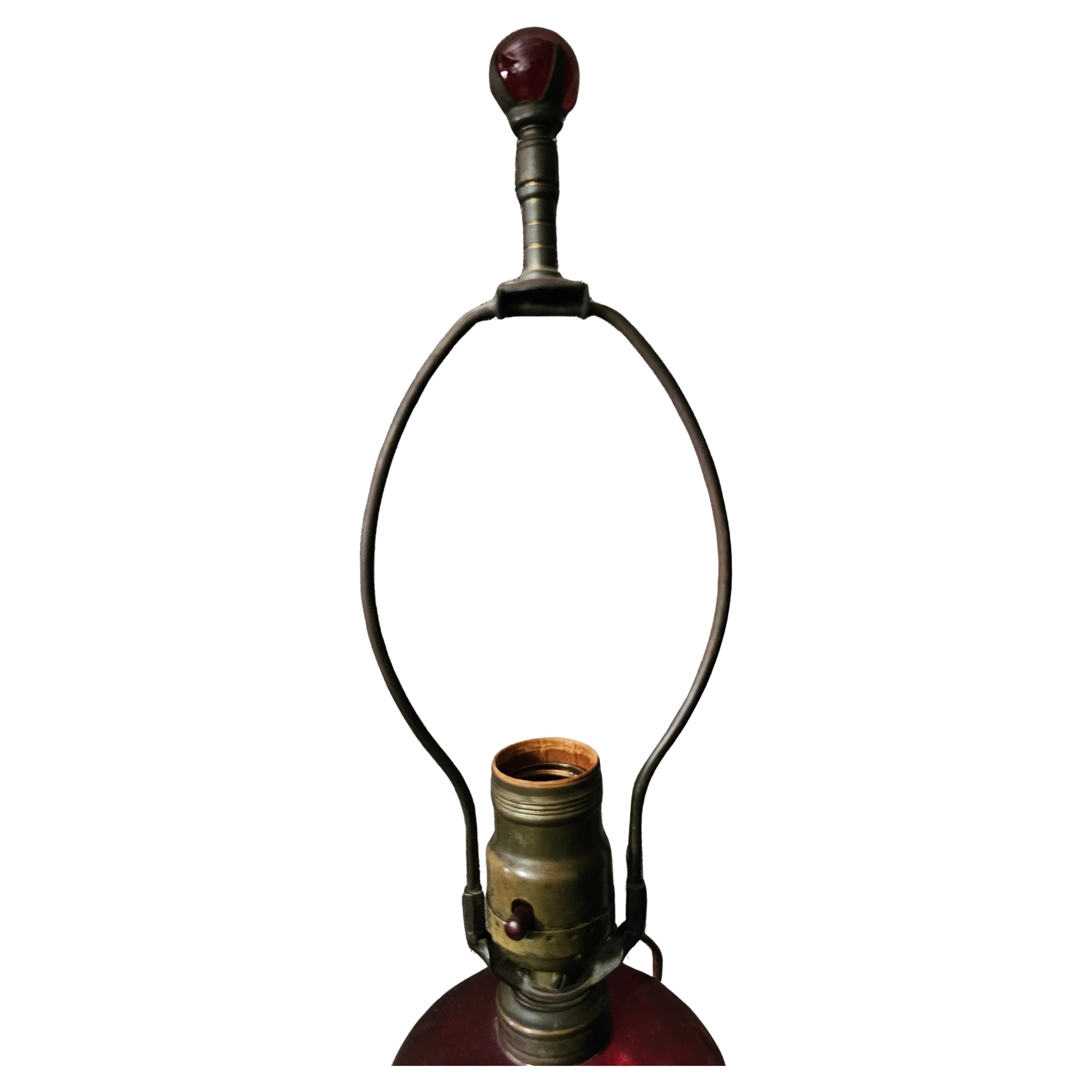 Victorian Early 20th Century Marble and Cranberry Glass Table Lamp For Sale