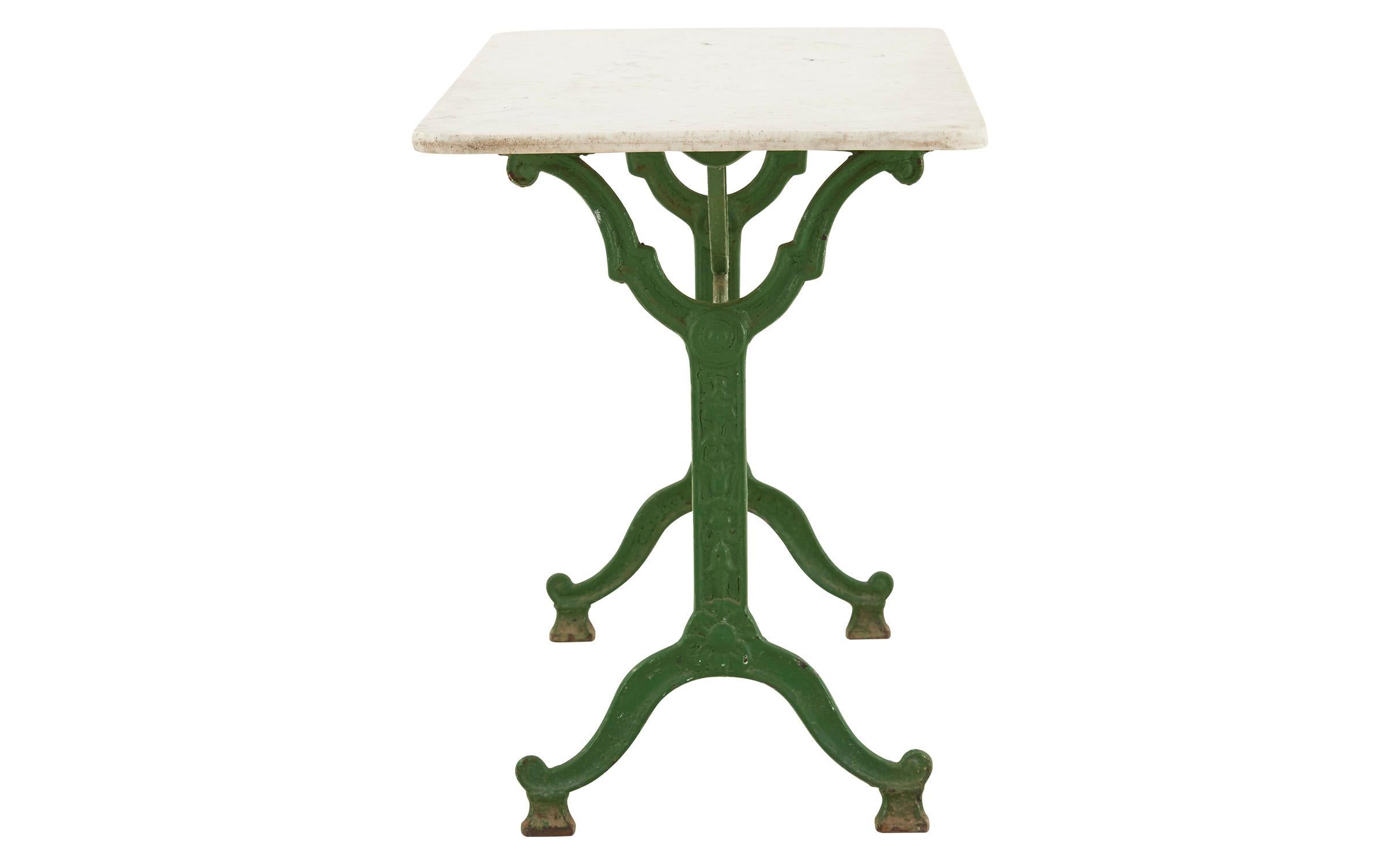 French Early 20th Century Marble Bistro Table with Iron Base