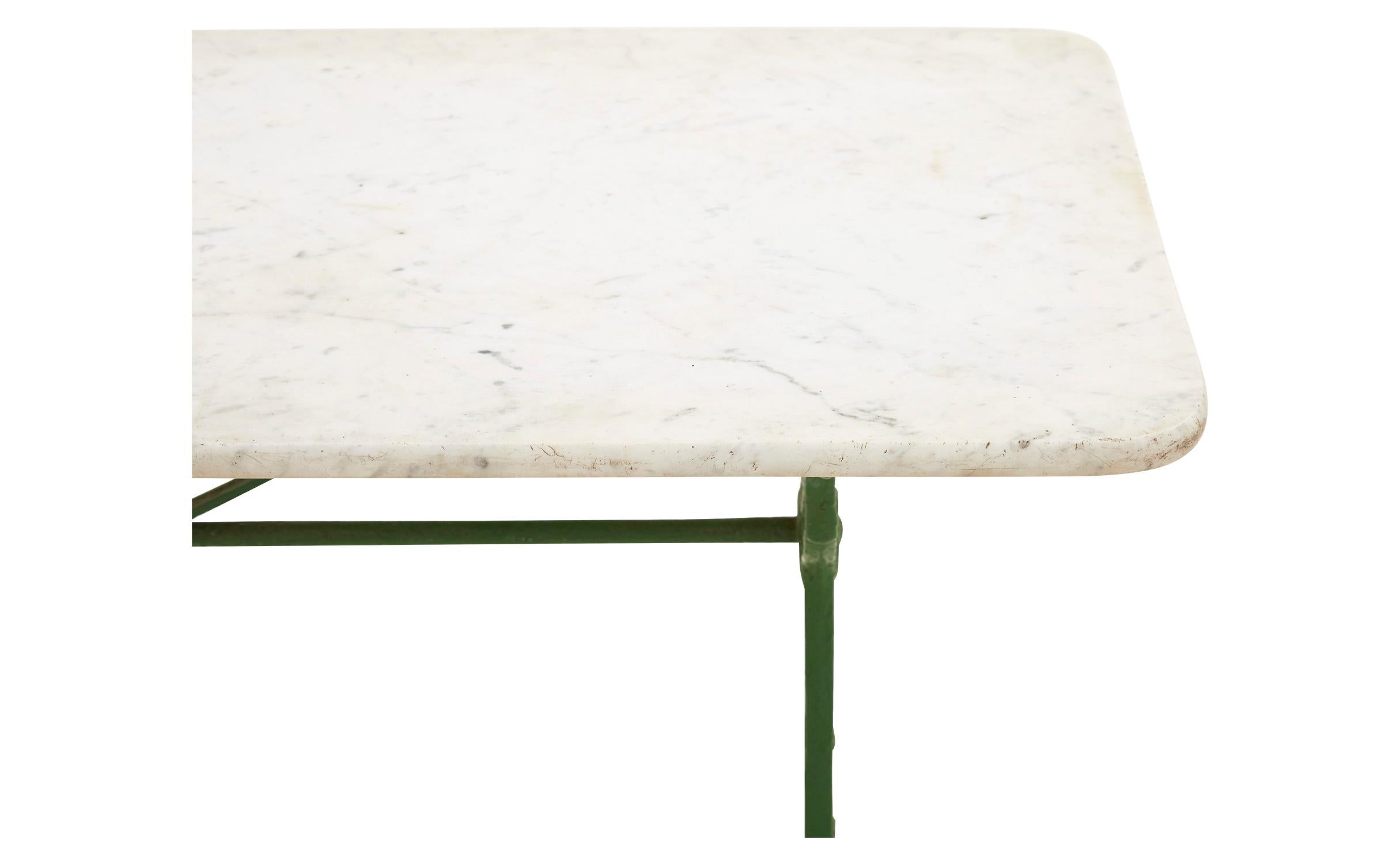 Early 20th Century Marble Bistro Table with Iron Base In Good Condition In Chicago, IL