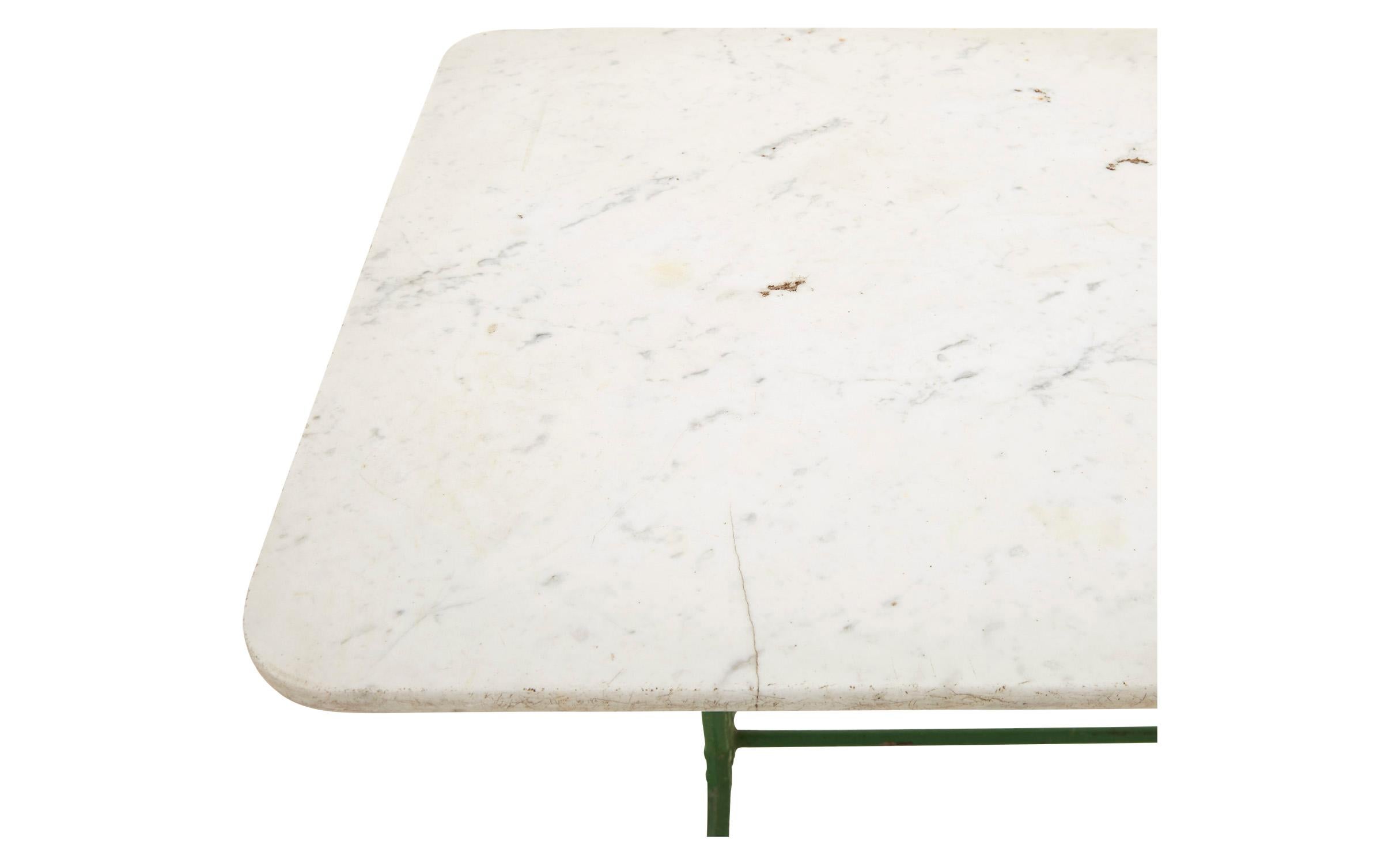 Early 20th Century Marble Bistro Table with Iron Base 1