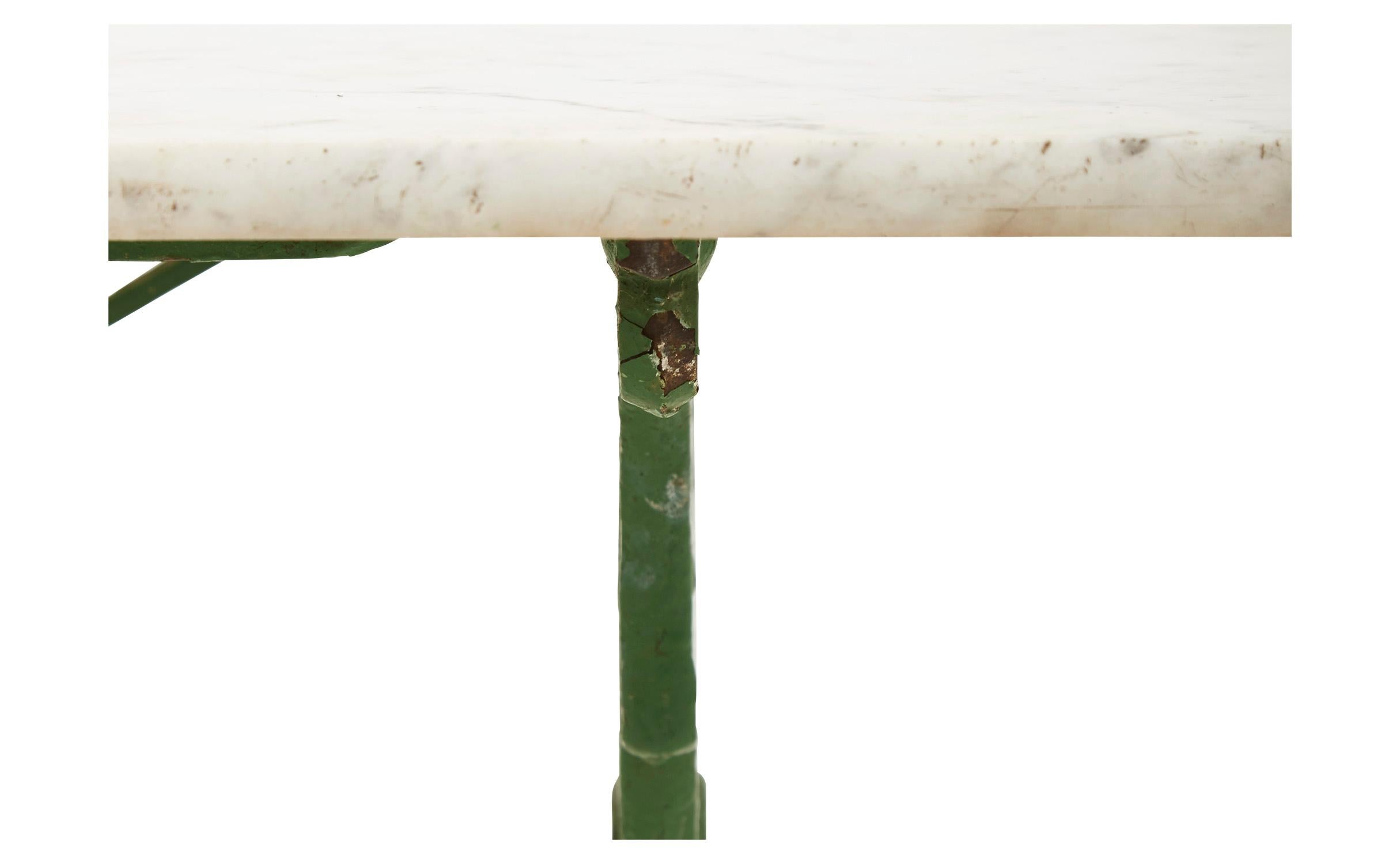 Early 20th Century Marble Bistro Table with Iron Base 2