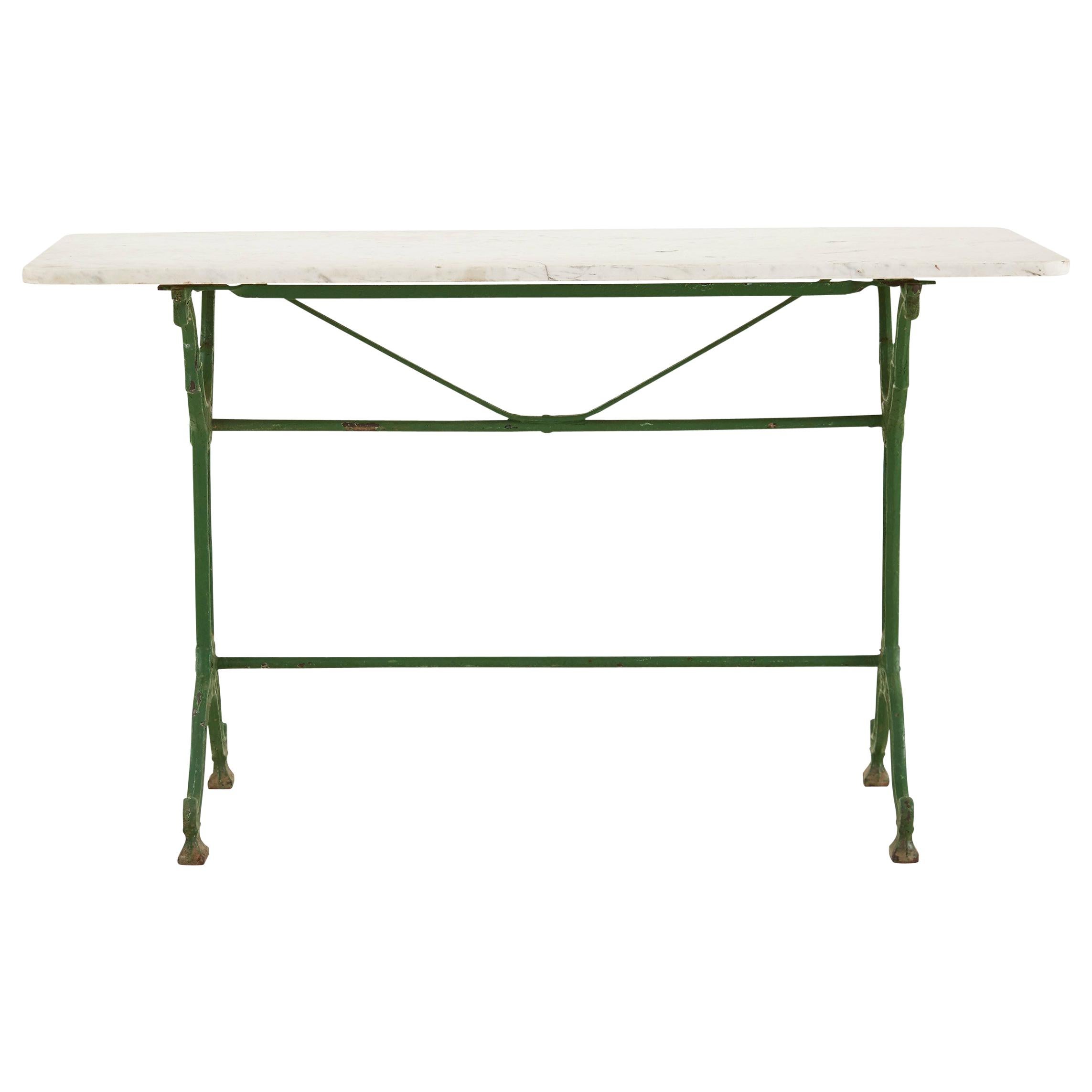 Early 20th Century Marble Bistro Table with Iron Base