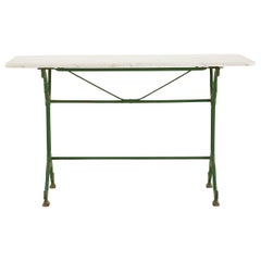 Early 20th Century Marble Bistro Table with Iron Base