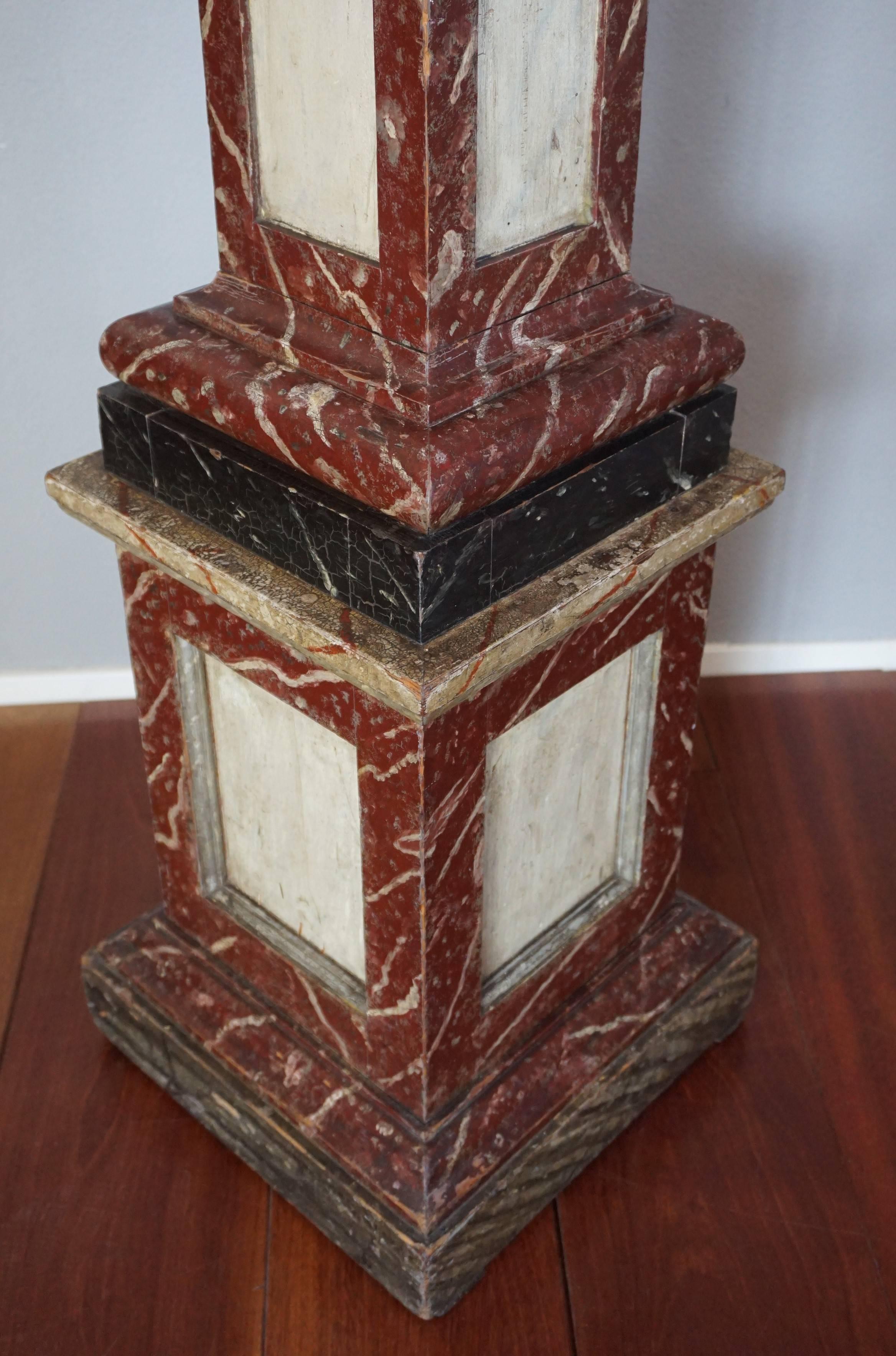 Rare and sizable Art Deco style sculpture stand from a church or monastery.

According to the former owners, who used this antique as a sculpture stand, it originally belonged to a church or a monastery. Nowadays, there are only a few craftsman left