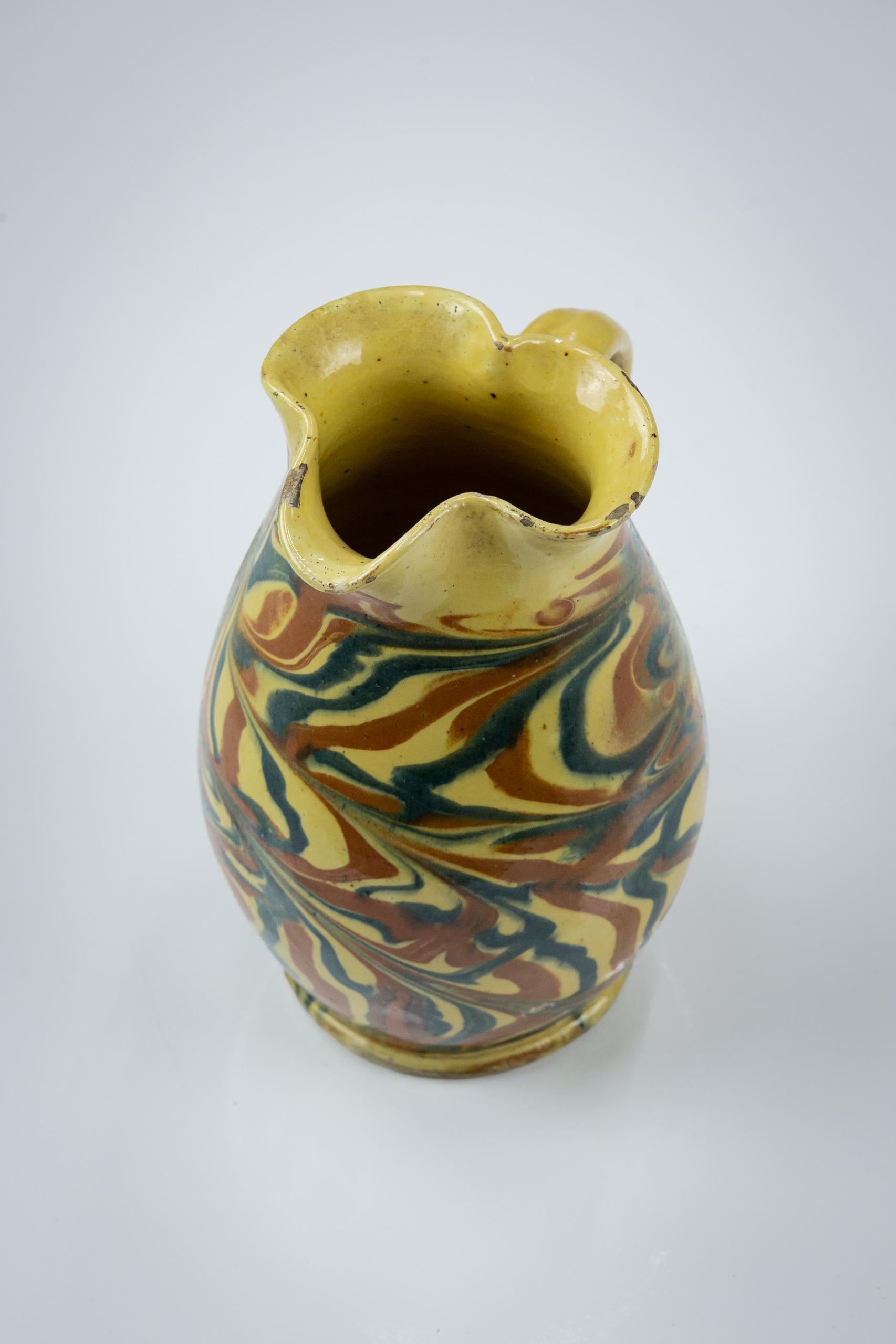Early 20th Century Marble Slipware Jug, Trefoil Spout 5