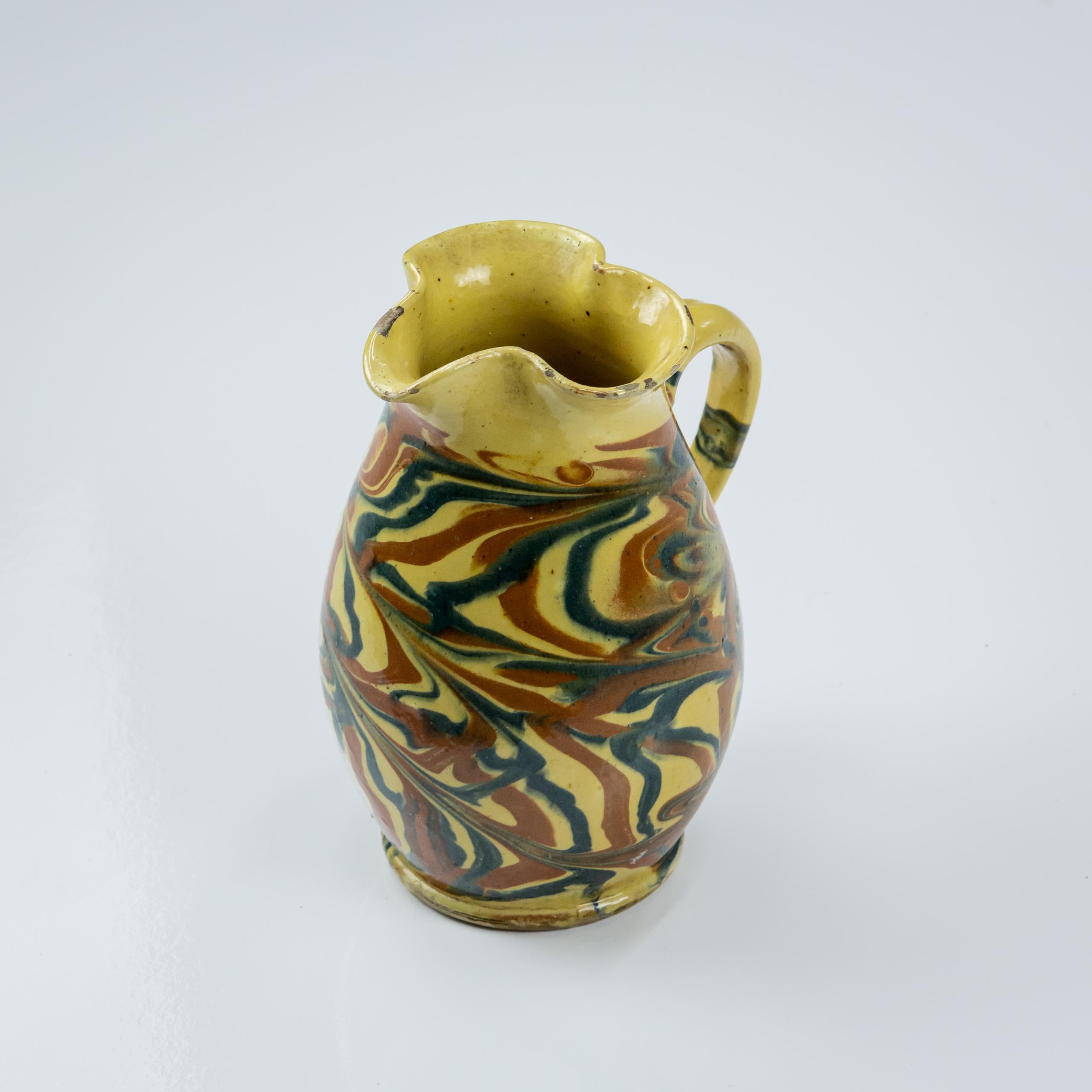 Early 20th Century Marble Slipware Jug, Trefoil Spout 8