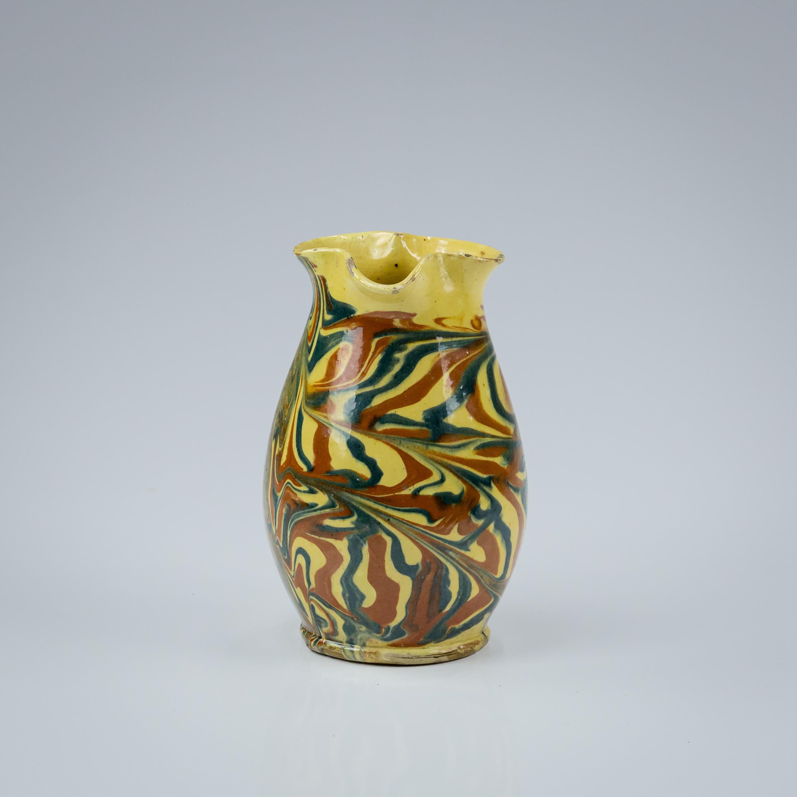 Stoneware Early 20th Century Marble Slipware Jug, Trefoil Spout