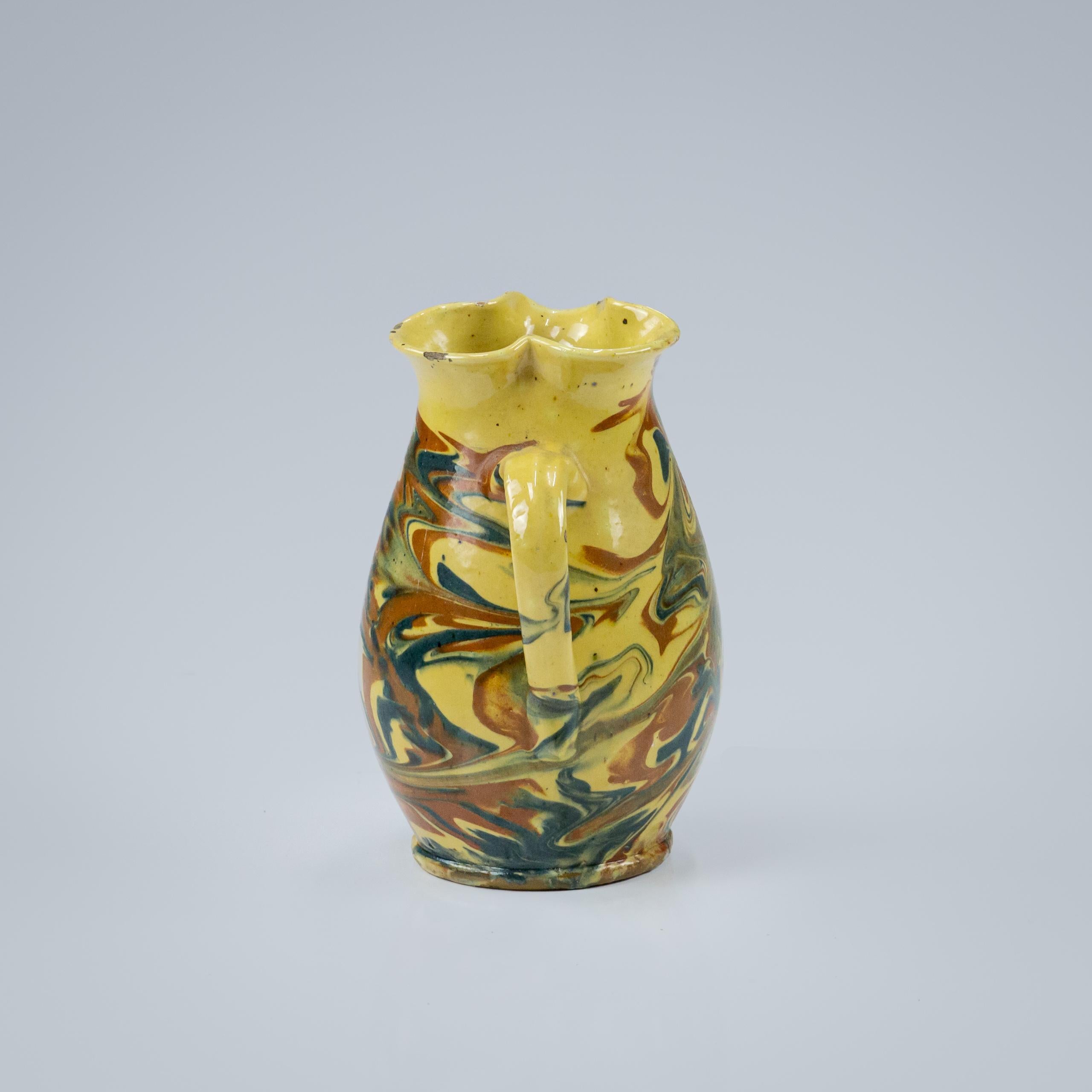 Early 20th Century Marble Slipware Jug, Trefoil Spout 1