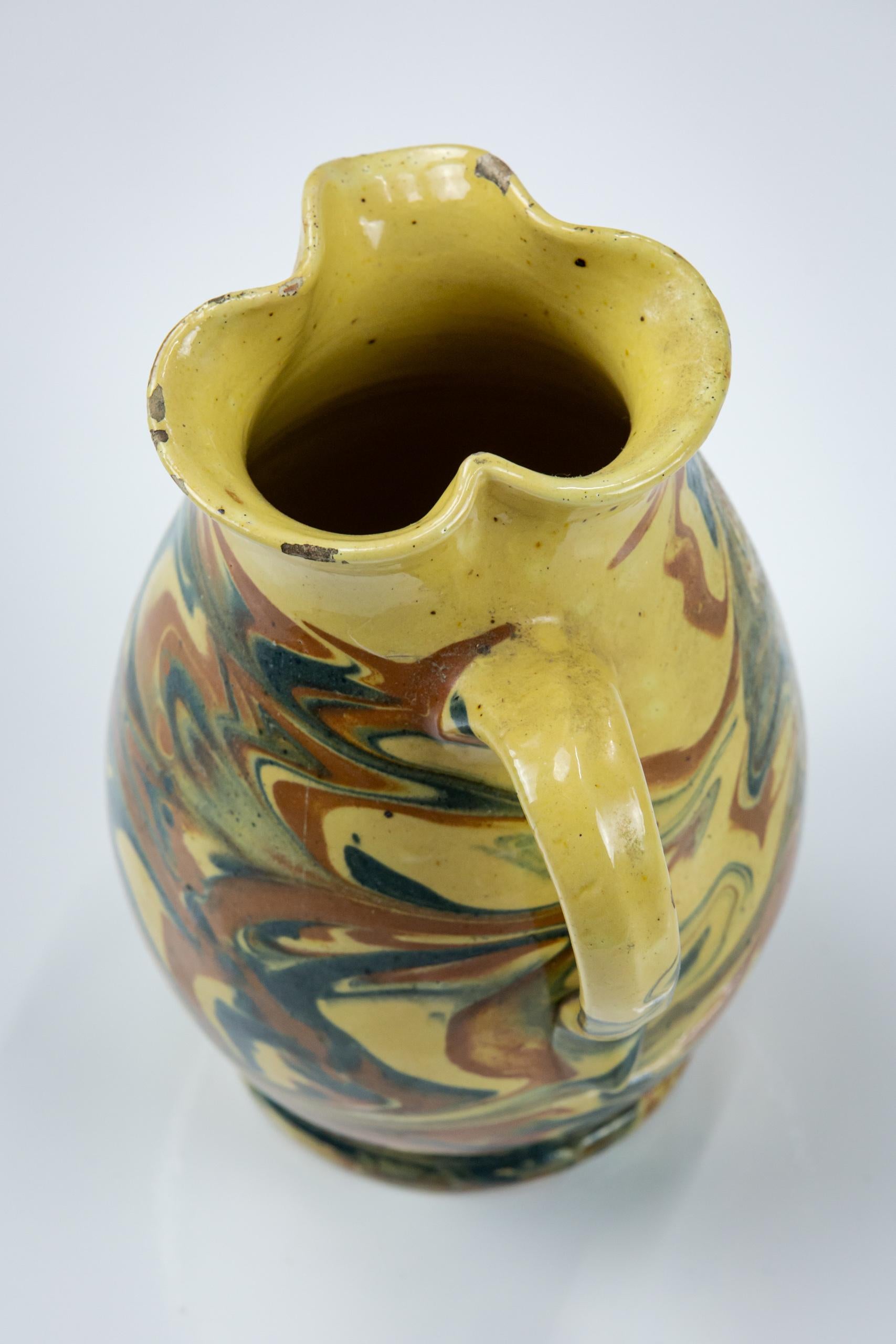 Early 20th Century Marble Slipware Jug, Trefoil Spout 3