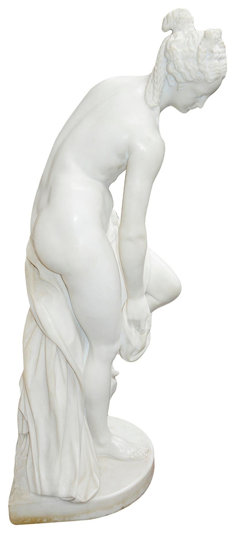 Carrara Marble Early 20th Century Marble Statue of 'Venus Au Bain'