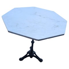 Early 20th Century Marble Top Cast Iron Base Cafe Table in a Octagonal Form