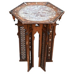 Early 20th Century Marble Top Moorish Side Table