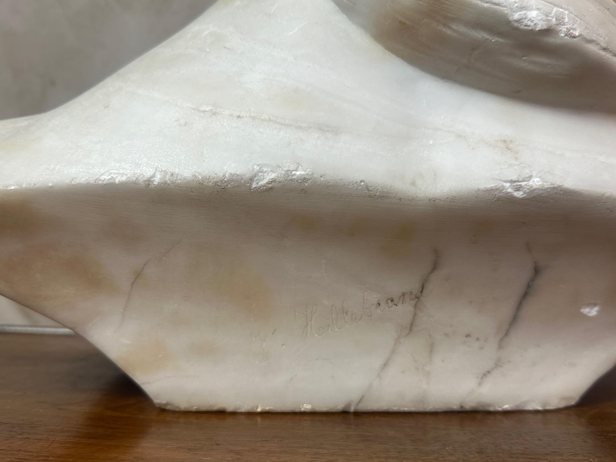 Busto de mujer en mármol de principios del siglo XX Firmado Hillebrand, 1900 en venta 6