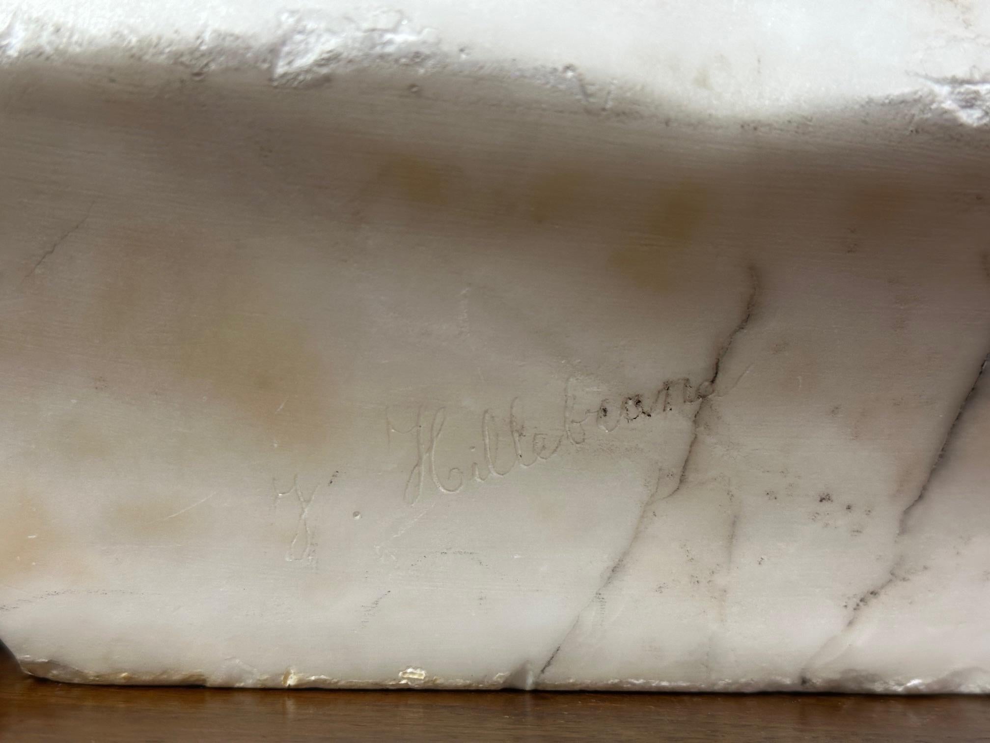 Busto de mujer en mármol de principios del siglo XX Firmado Hillebrand, 1900 en venta 7