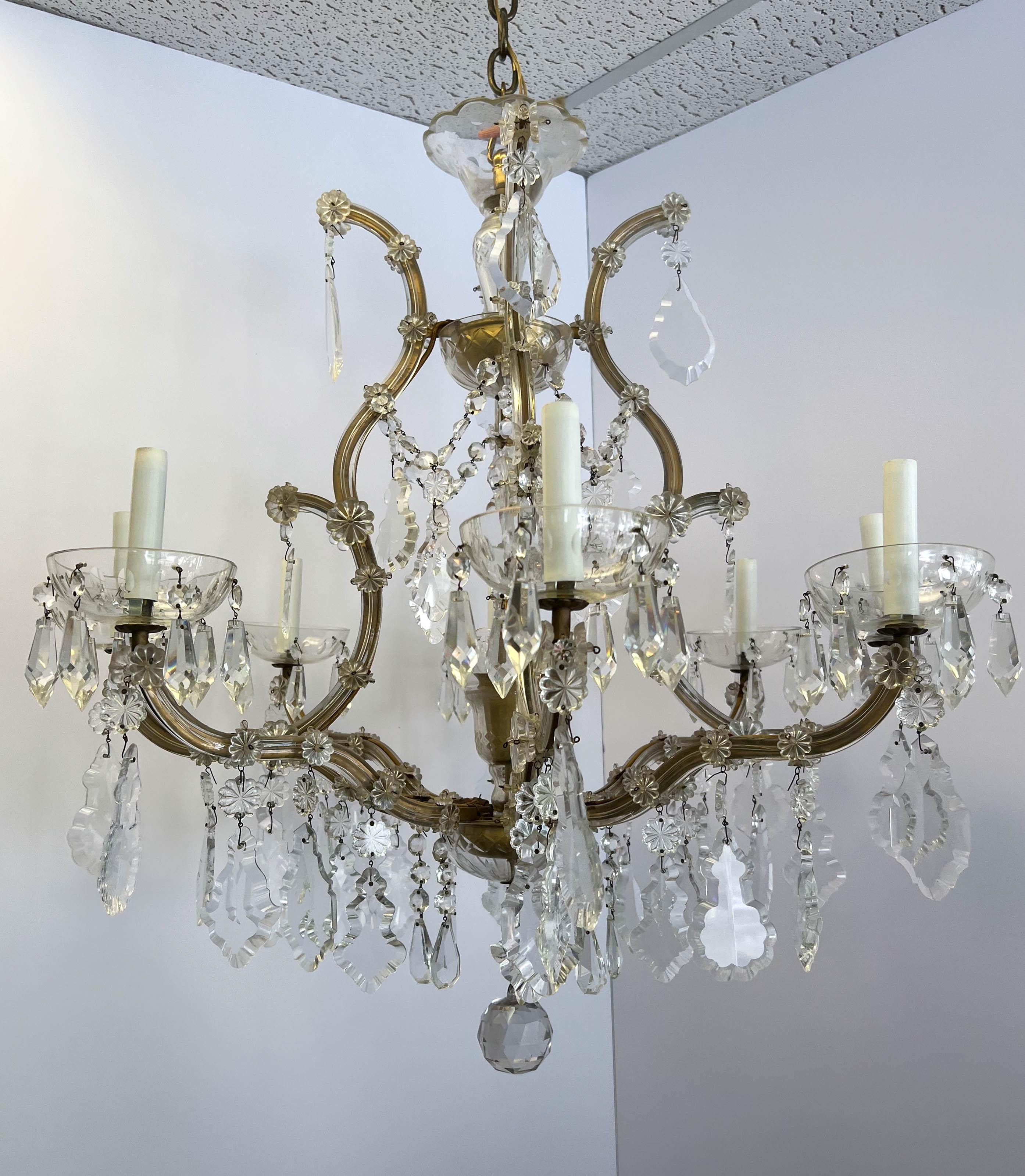 Early 20th Century Maria Theresa 8 Arm Crystal Chandelier 5