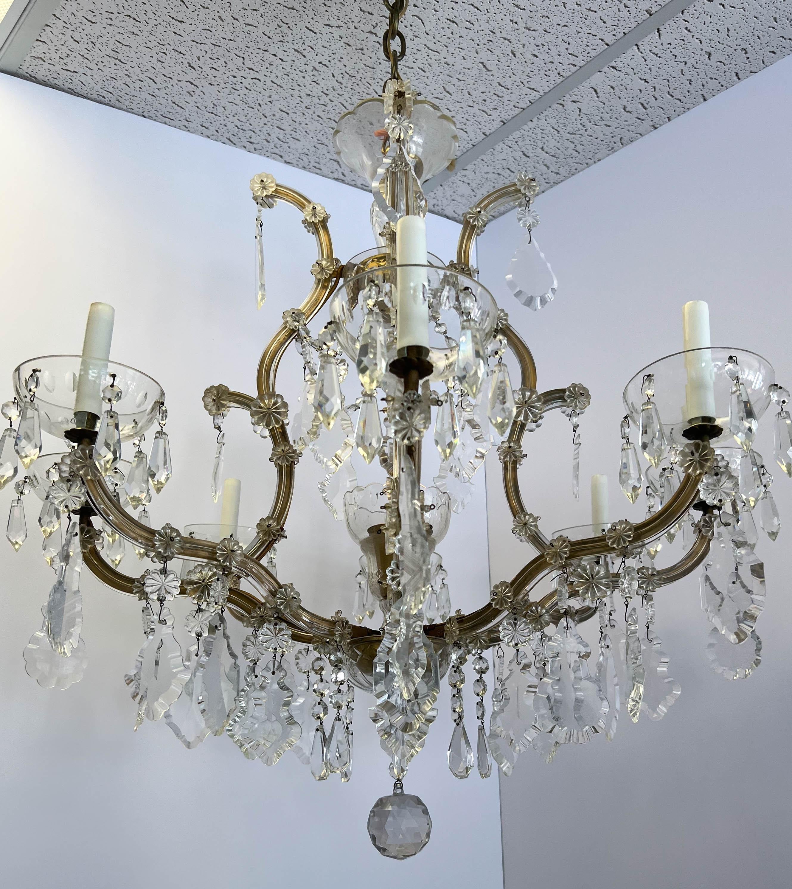 Early 20th Century Maria Theresa 8 Arm Crystal Chandelier 6