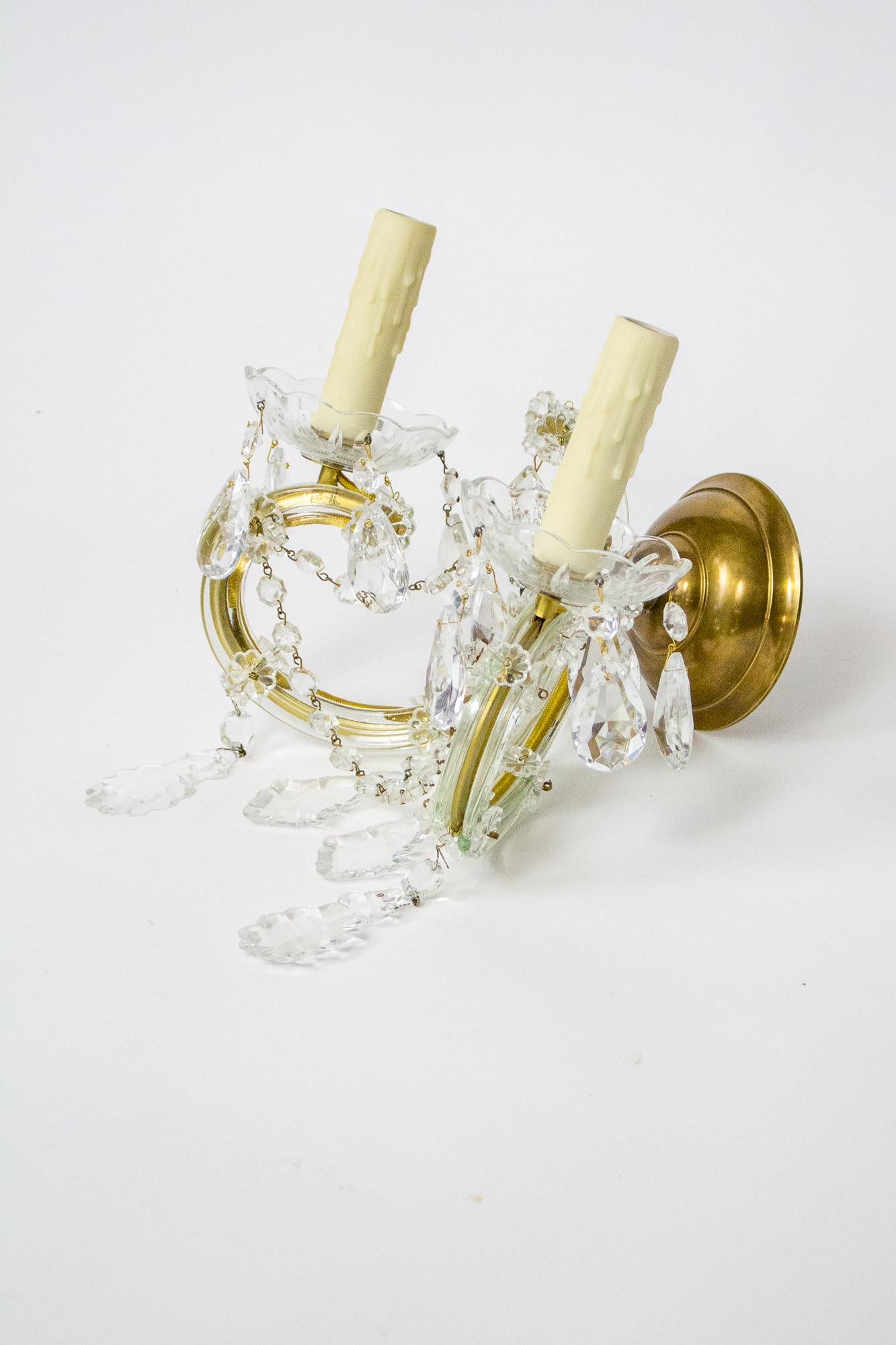Czech Early 20th Century Maria Theresa Crystal Sconces For Sale