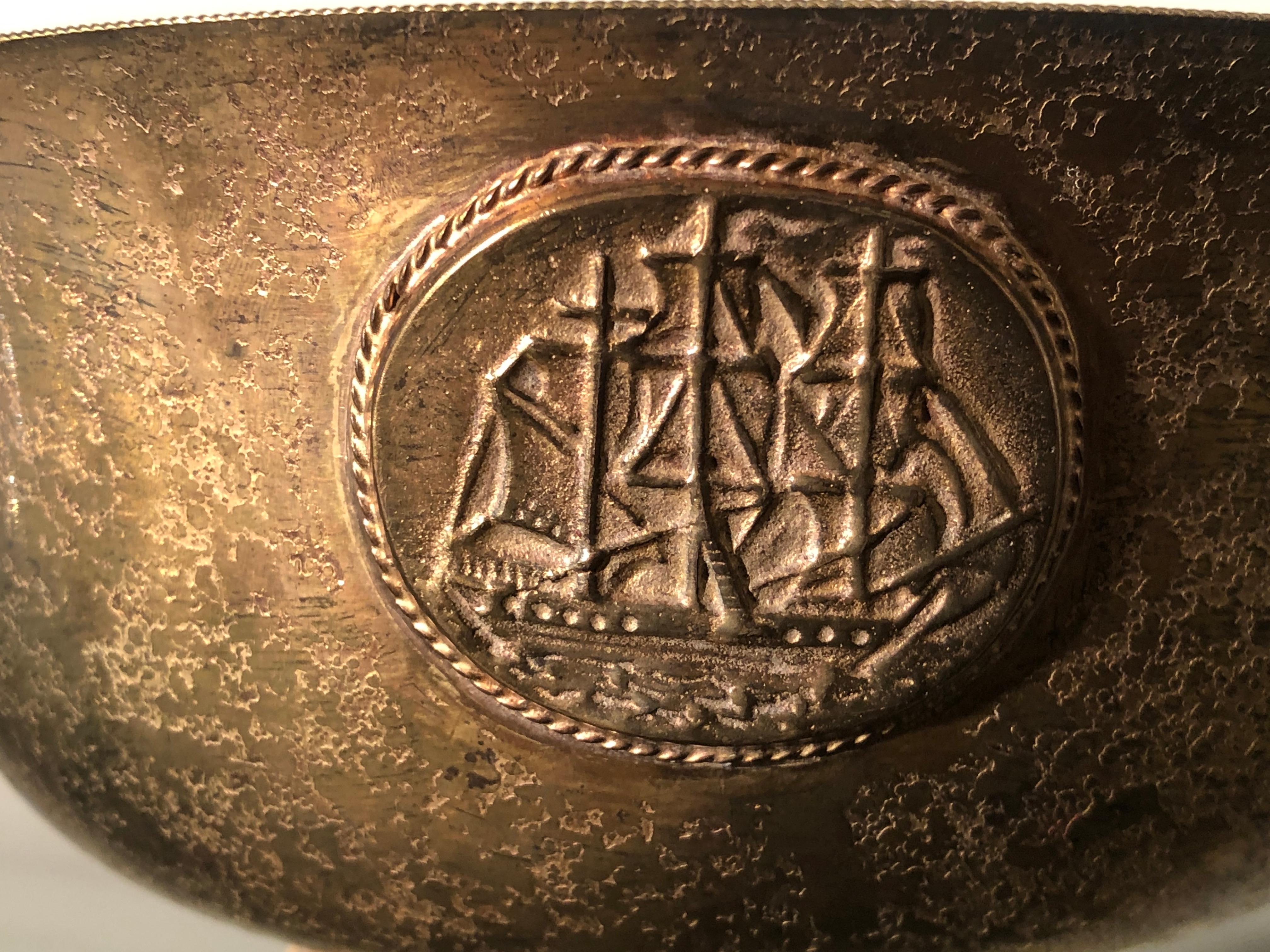 Early 20th Century Marked L.C. Tiffany Rounded Copper Bowl or Valet Tray 1