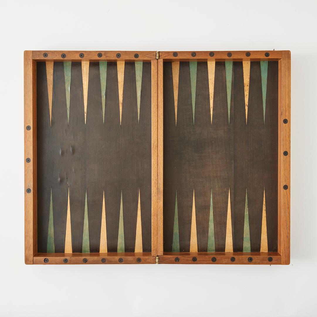 Early 20th Century Marquetry Backgammon and Chess Set 2