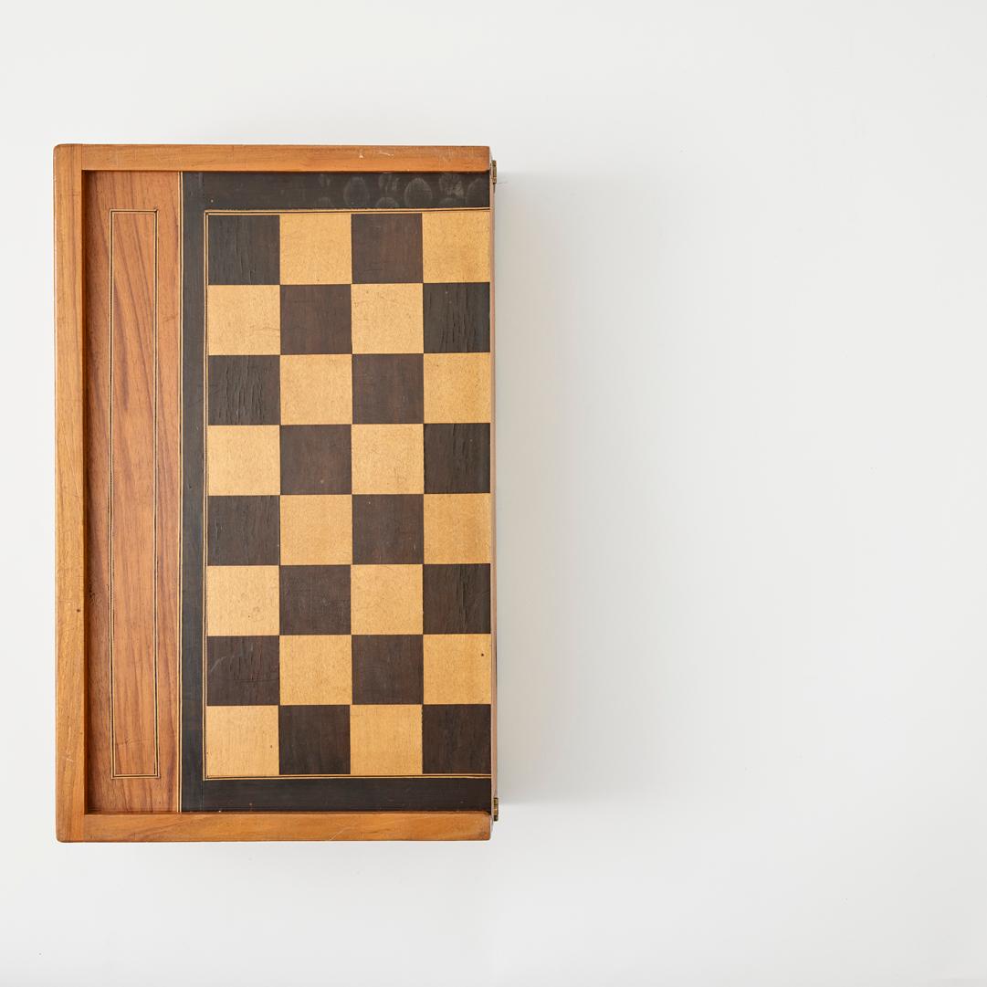 Early 20th Century Marquetry Backgammon and Chess Set 3