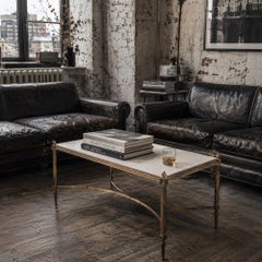 Early-20th Century Masion Ramsay marble & brass coffee table