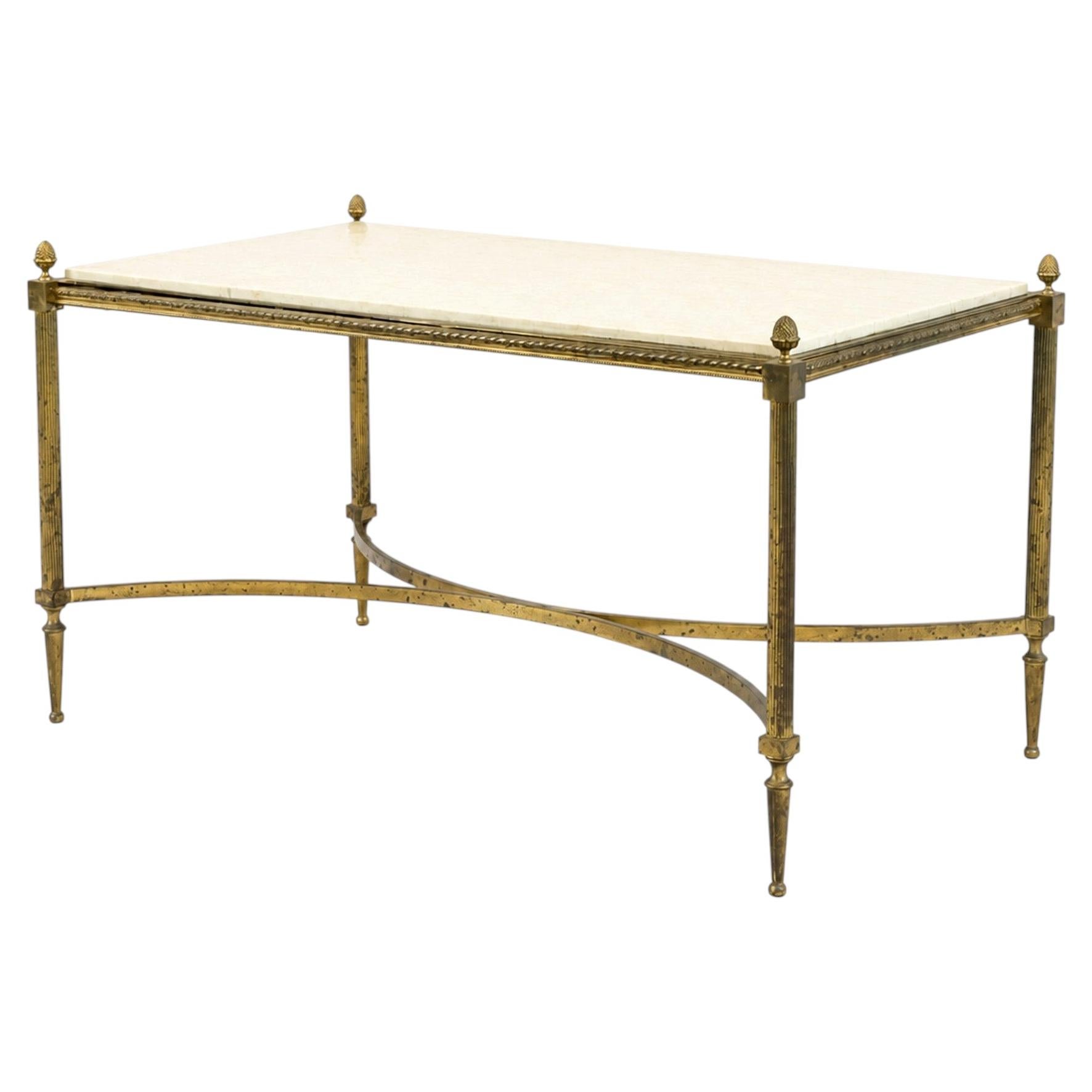 Early-20th Century Masion Ramsay marble & brass coffee table