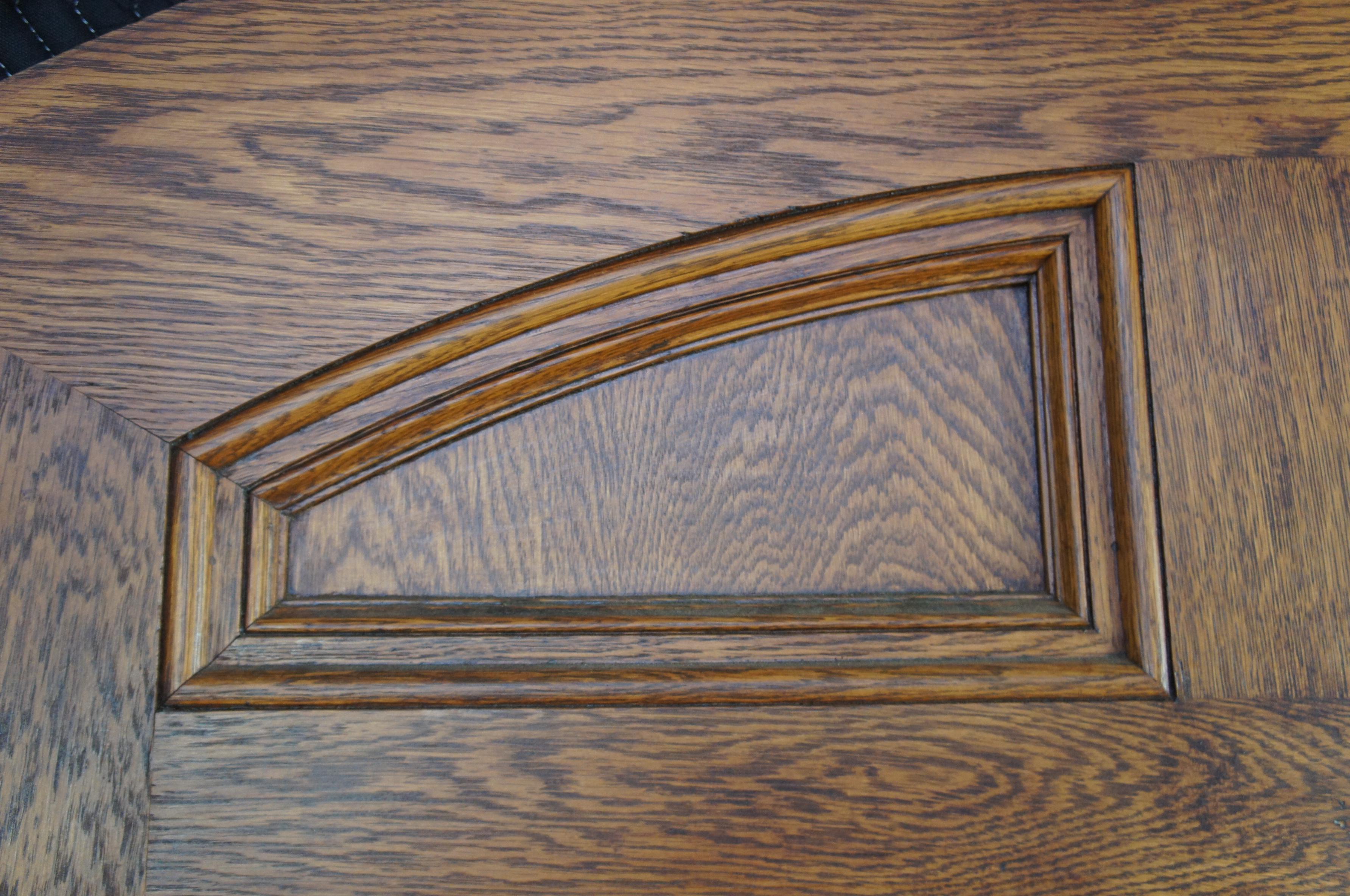 Early 20th Century Massive Solid Oak Reclaimed Panel Door Arched Spanish In Good Condition In Dayton, OH