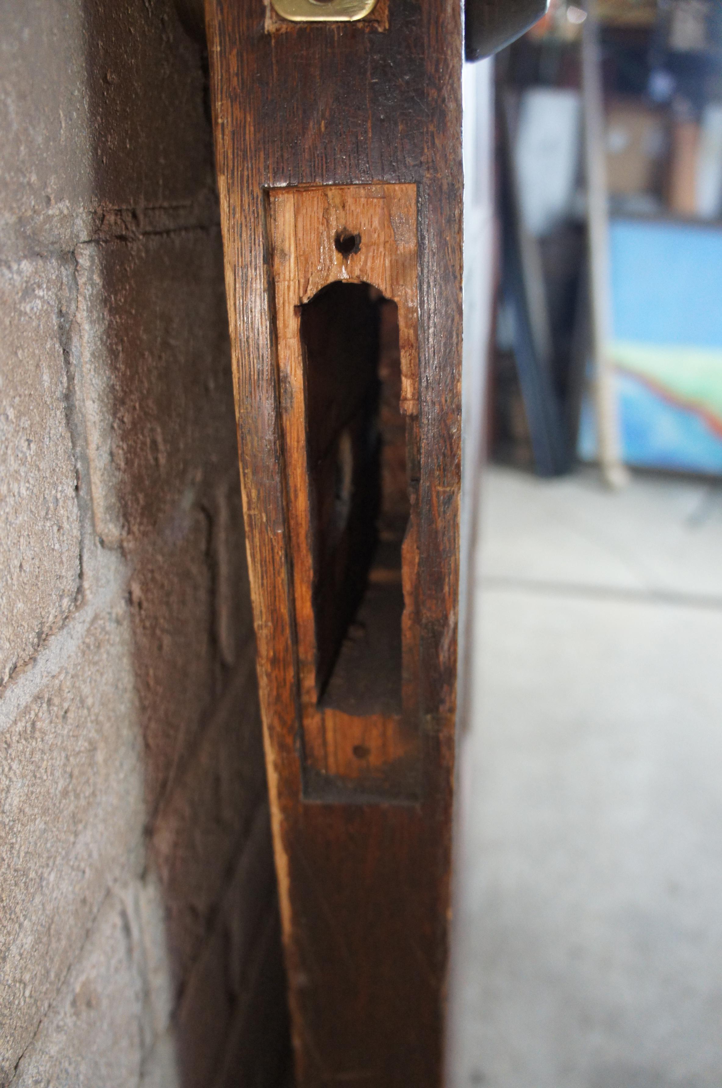 Early 20th Century Massive Solid Oak Reclaimed Panel Door Arched Spanish 2