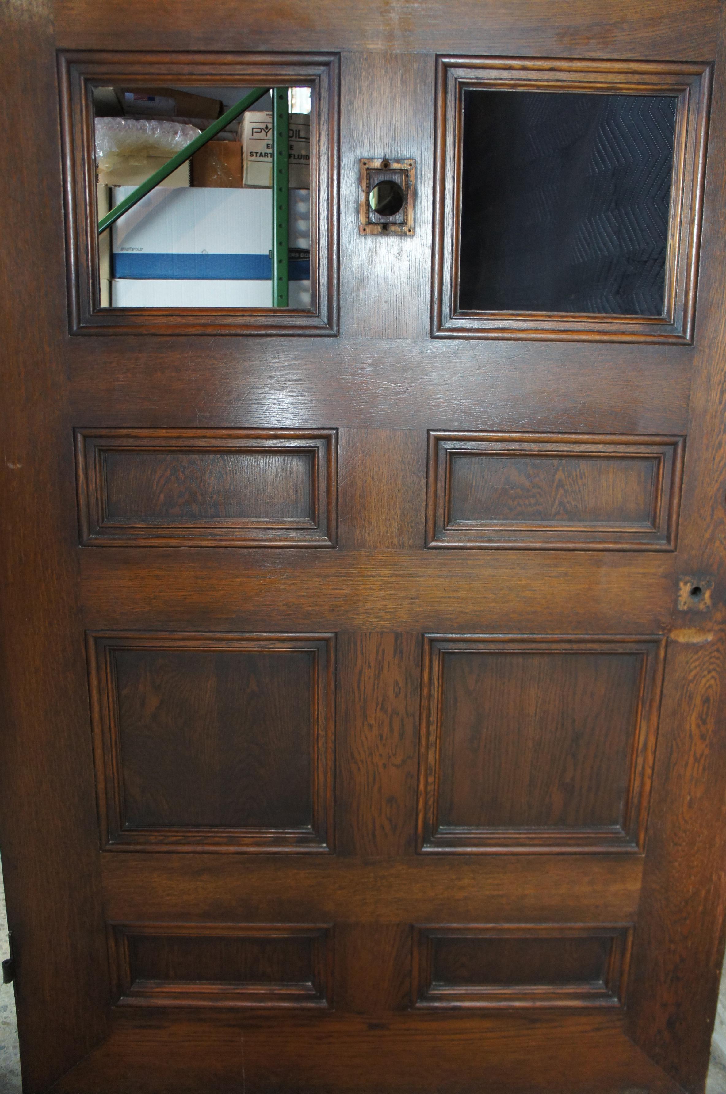 Early 20th Century Massive Solid Oak Reclaimed Panel Door Arched Spanish 3