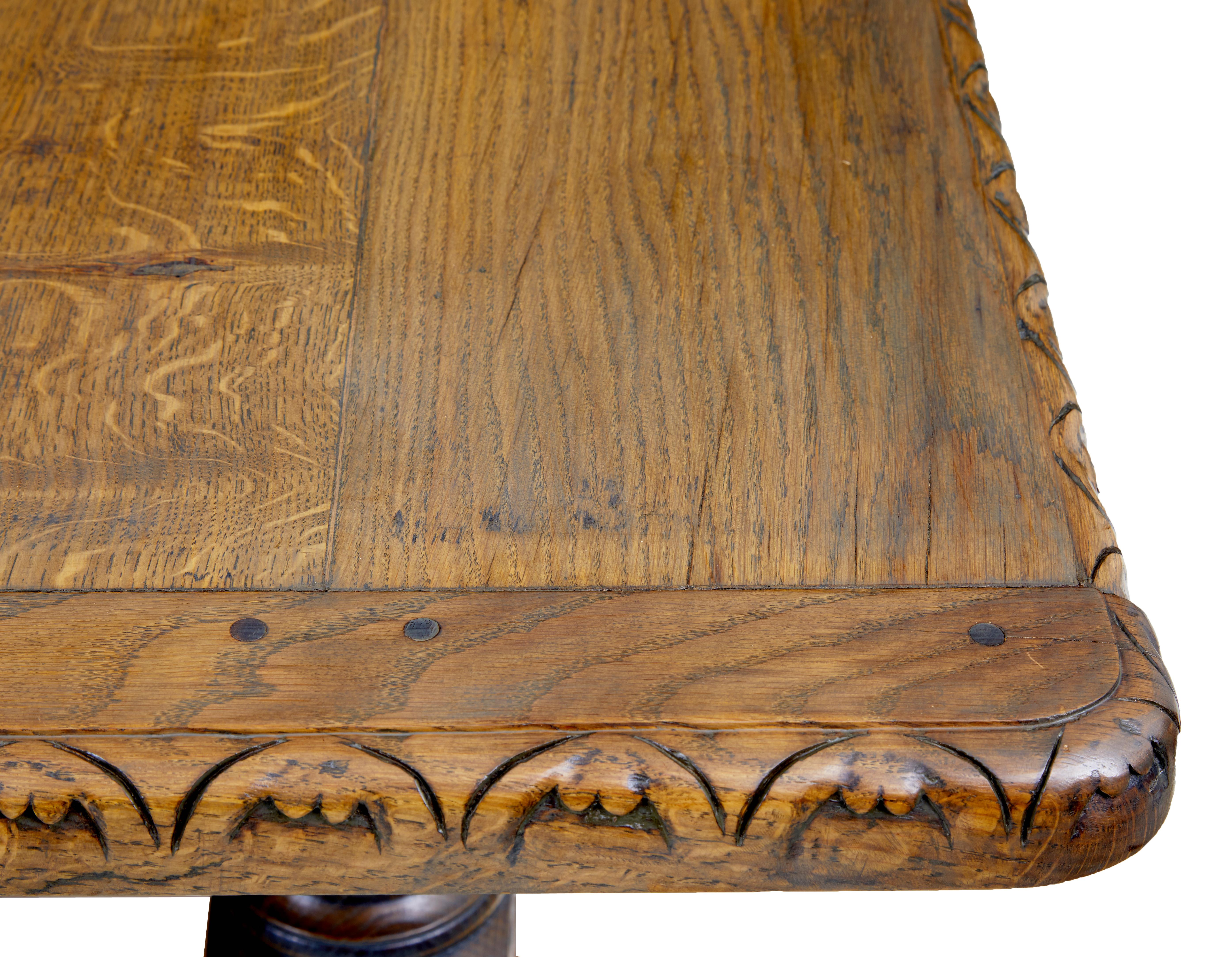 Early 20th Century Massive English Oak Stamped Dining Table 2