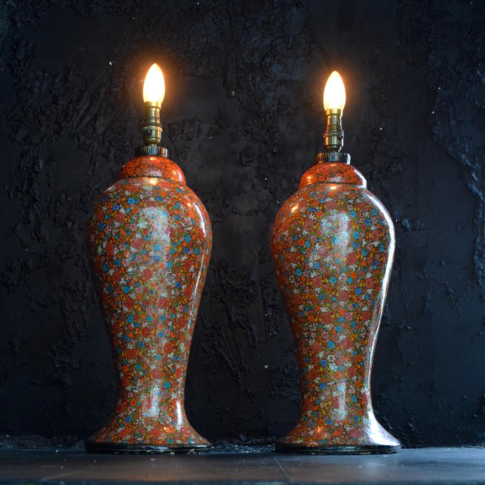 Mid-20th Century Early 20th Century Matched Pair Kashmir Lamps