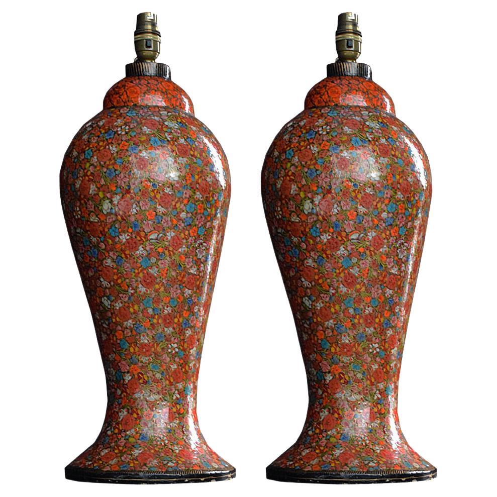 Early 20th Century Matched Pair Kashmir Lamps