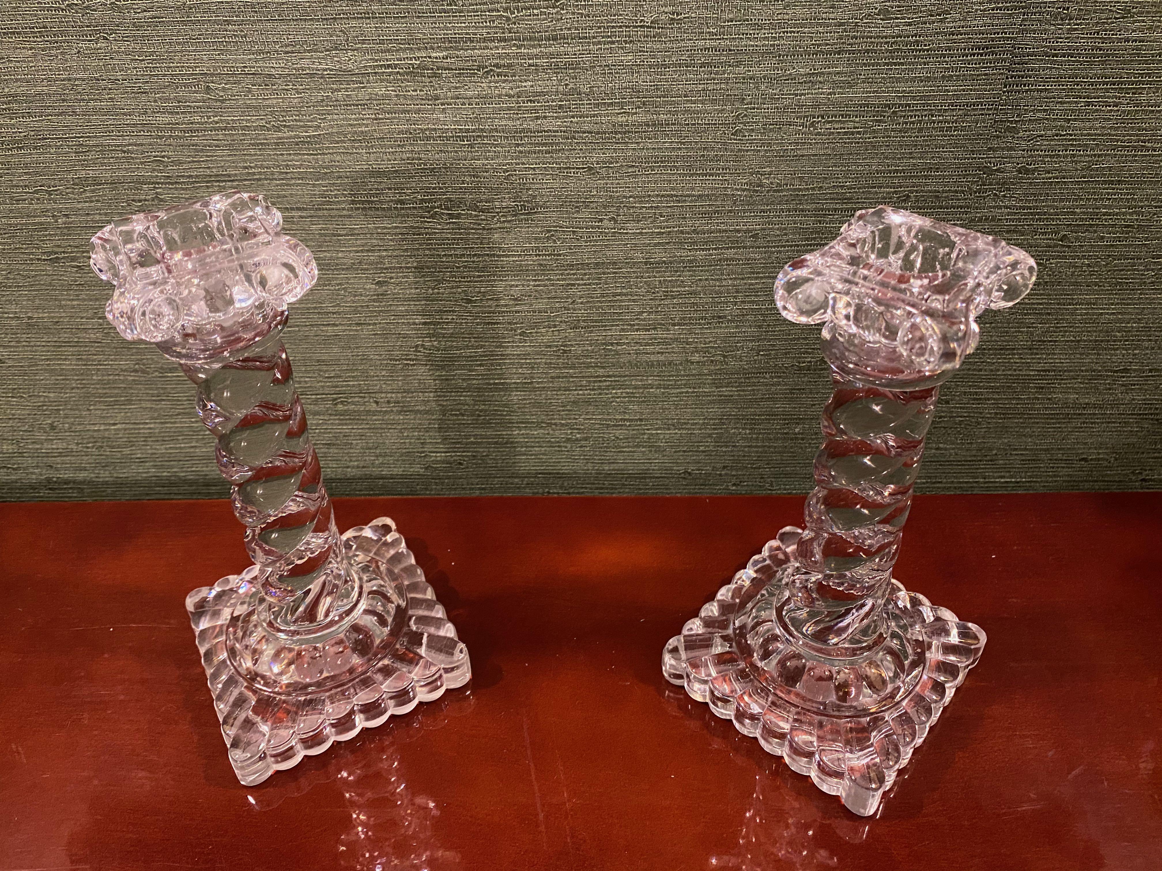 Early 20th Century Matched Pair of Crystal Glass Candlesticks by Baccarat 5