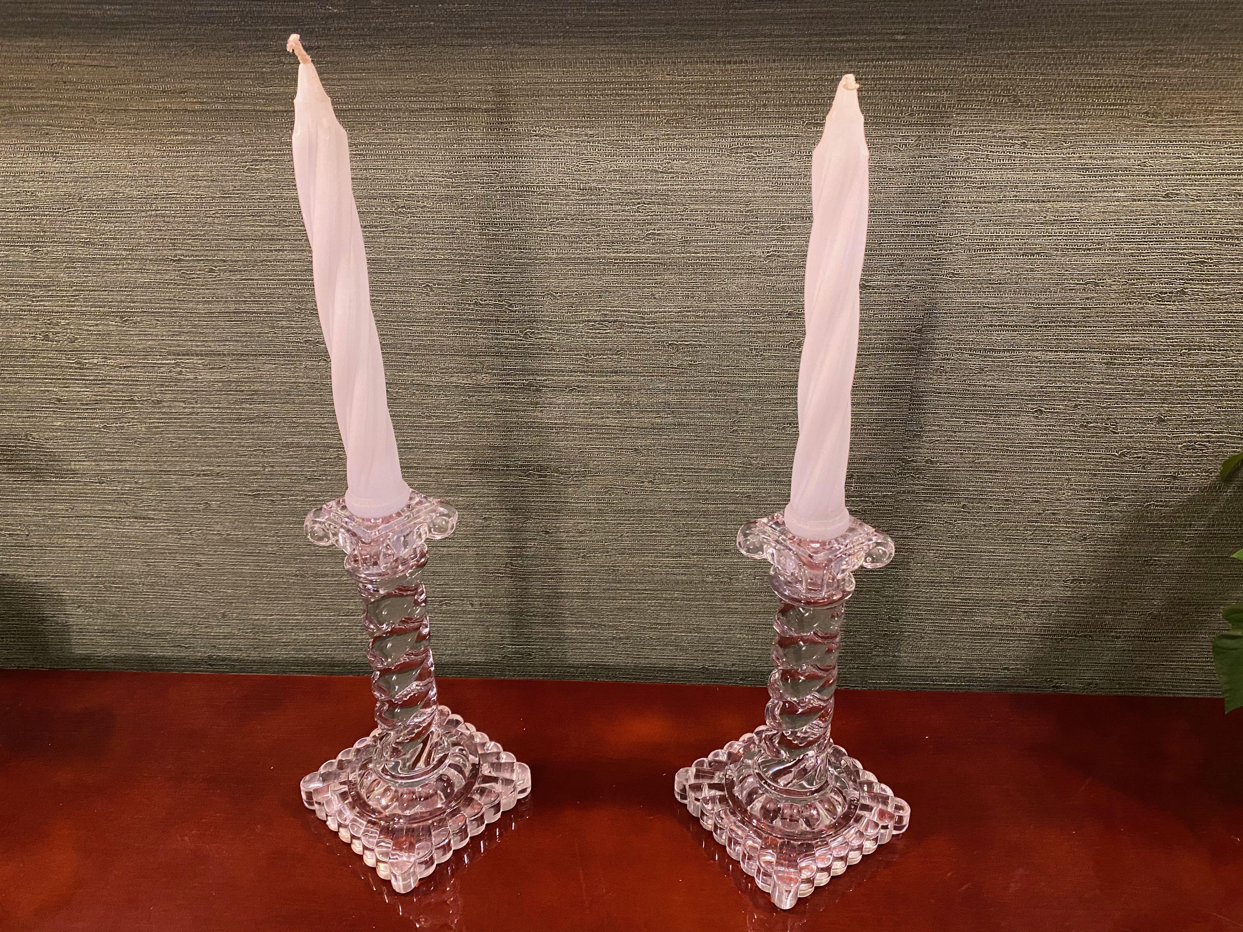 Early 20th Century Matched Pair of Crystal Glass Candlesticks by Baccarat 7
