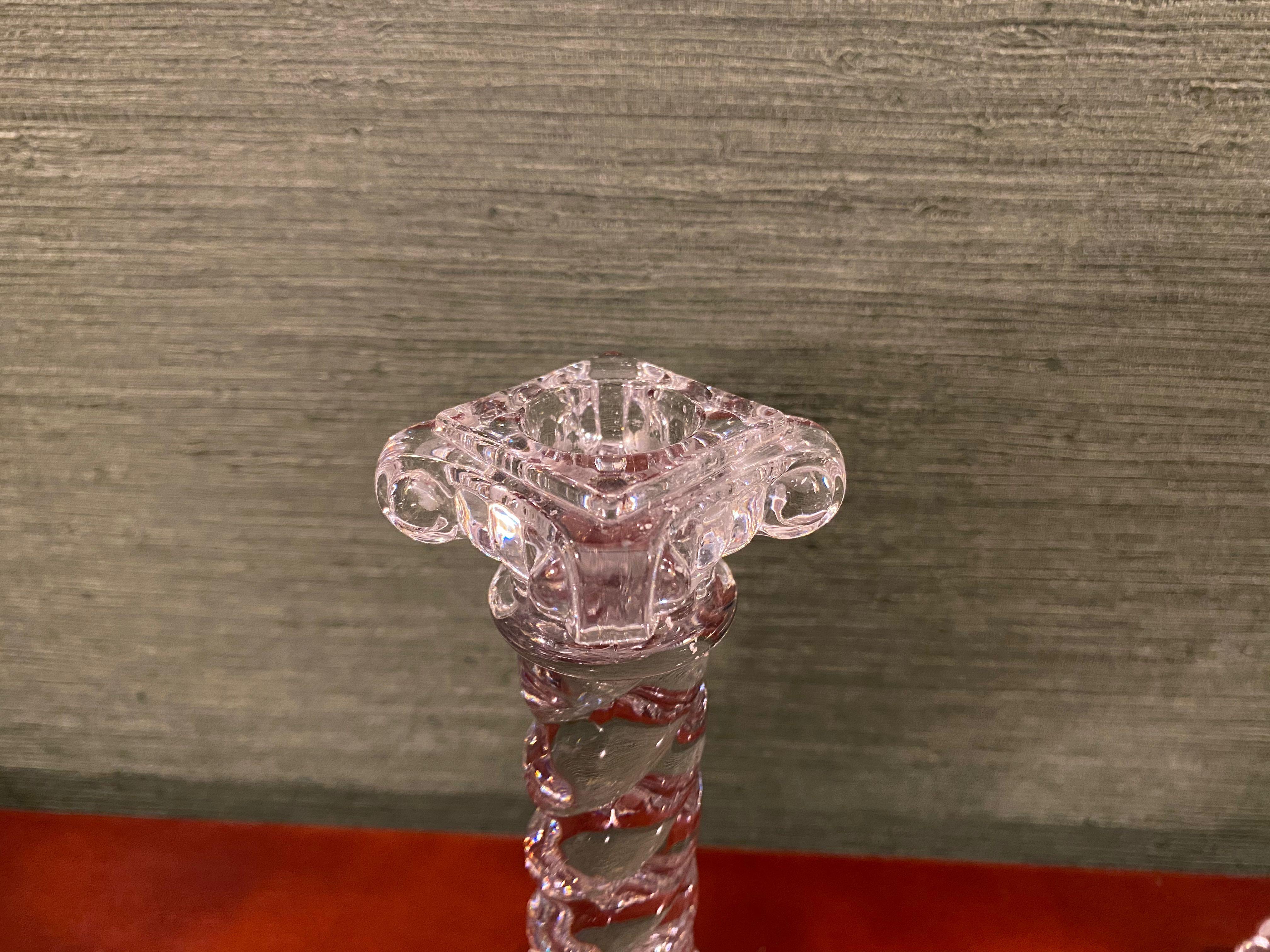 Early 20th Century Matched Pair of Crystal Glass Candlesticks by Baccarat 2