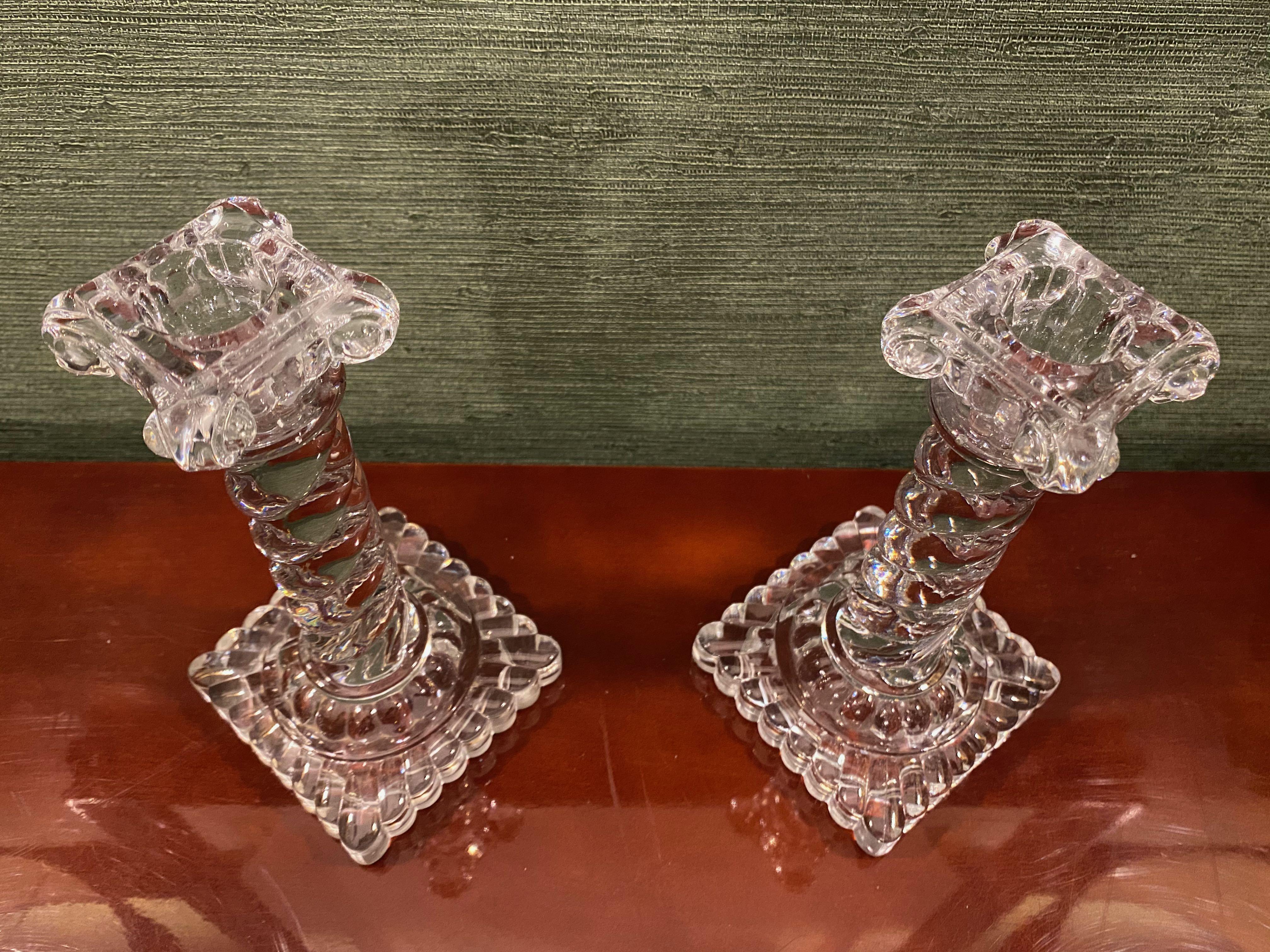 Early 20th Century Matched Pair of Crystal Glass Candlesticks by Baccarat 3