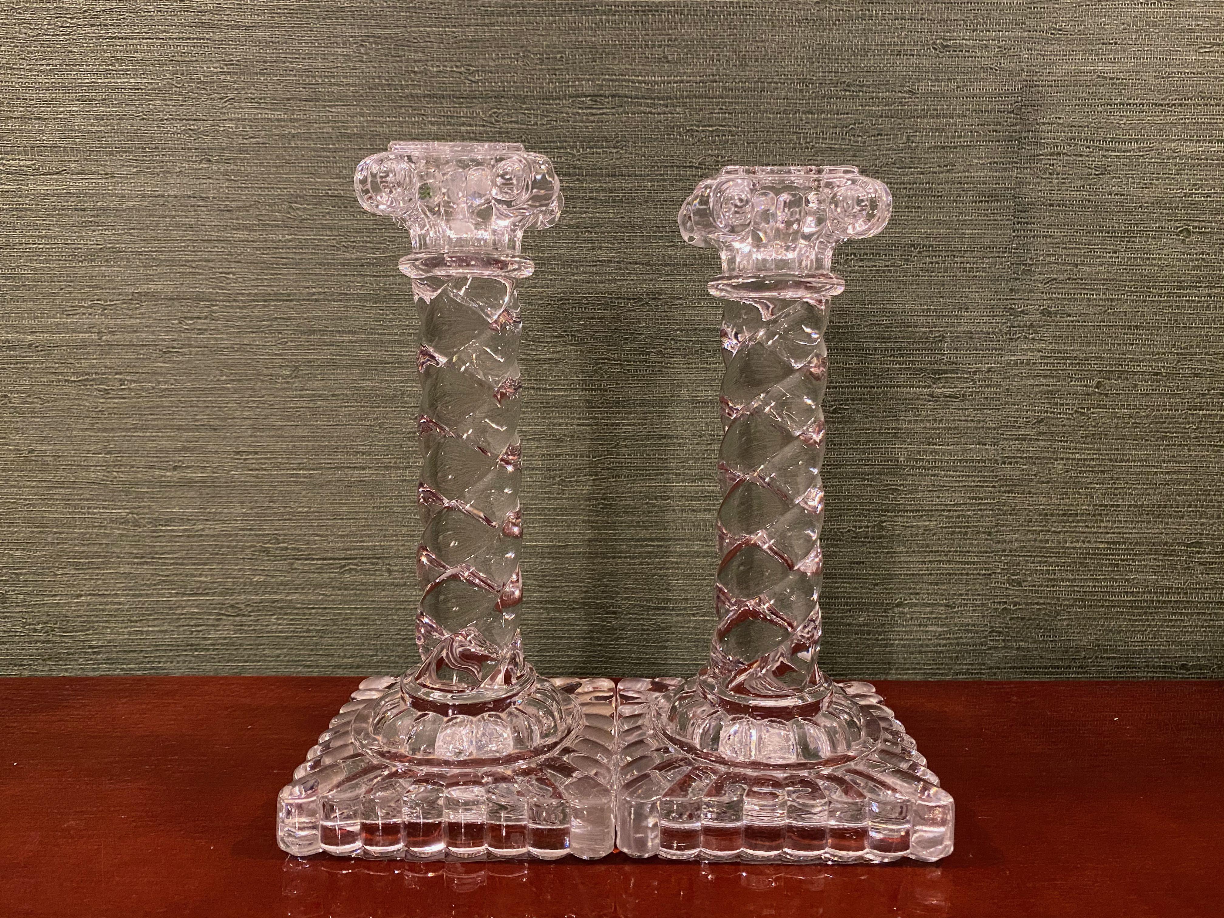 Early 20th Century Matched Pair of Crystal Glass Candlesticks by Baccarat 4