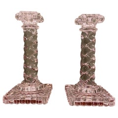 Antique Early 20th Century Matched Pair of Crystal Glass Candlesticks by Baccarat