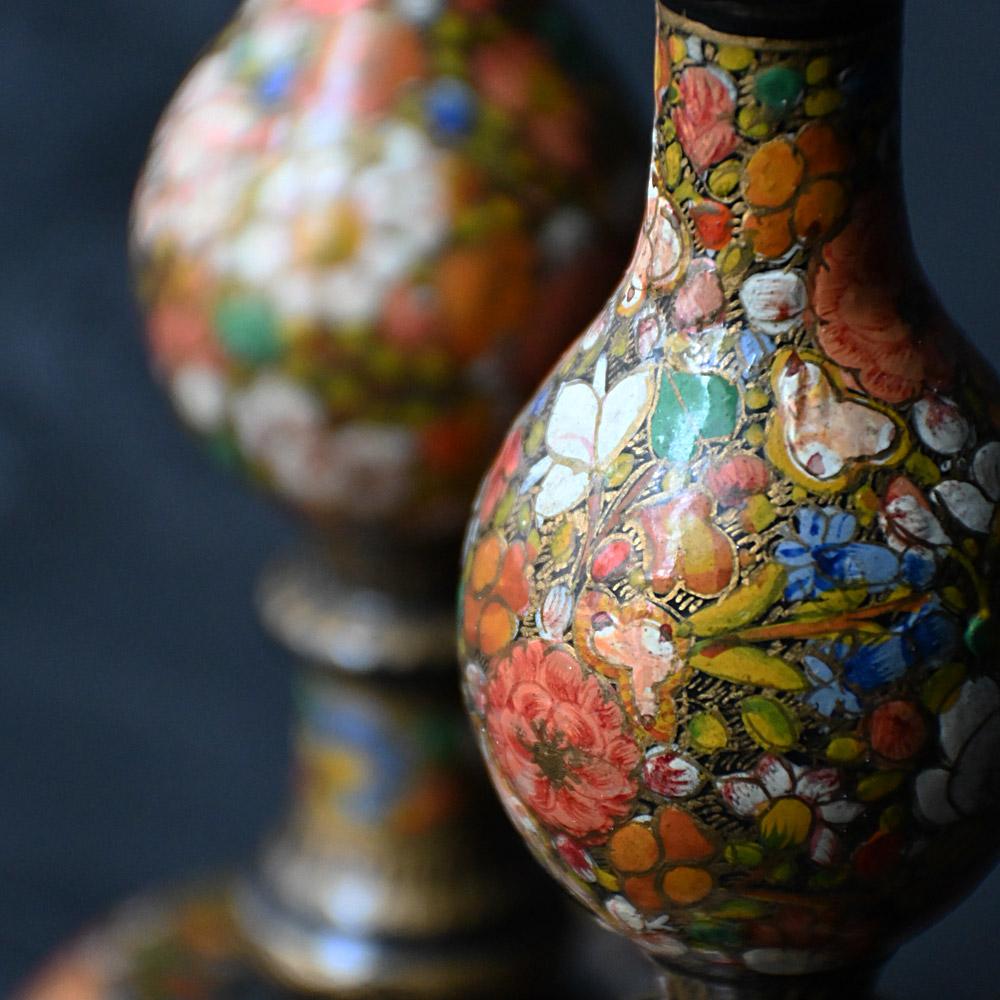 Early-20th Century Matched Pair of Kashmiri candle sticks  In Good Condition In London, GB
