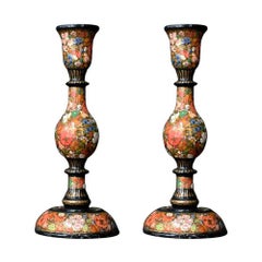Early-20th Century Matched Pair of Kashmiri candle sticks
