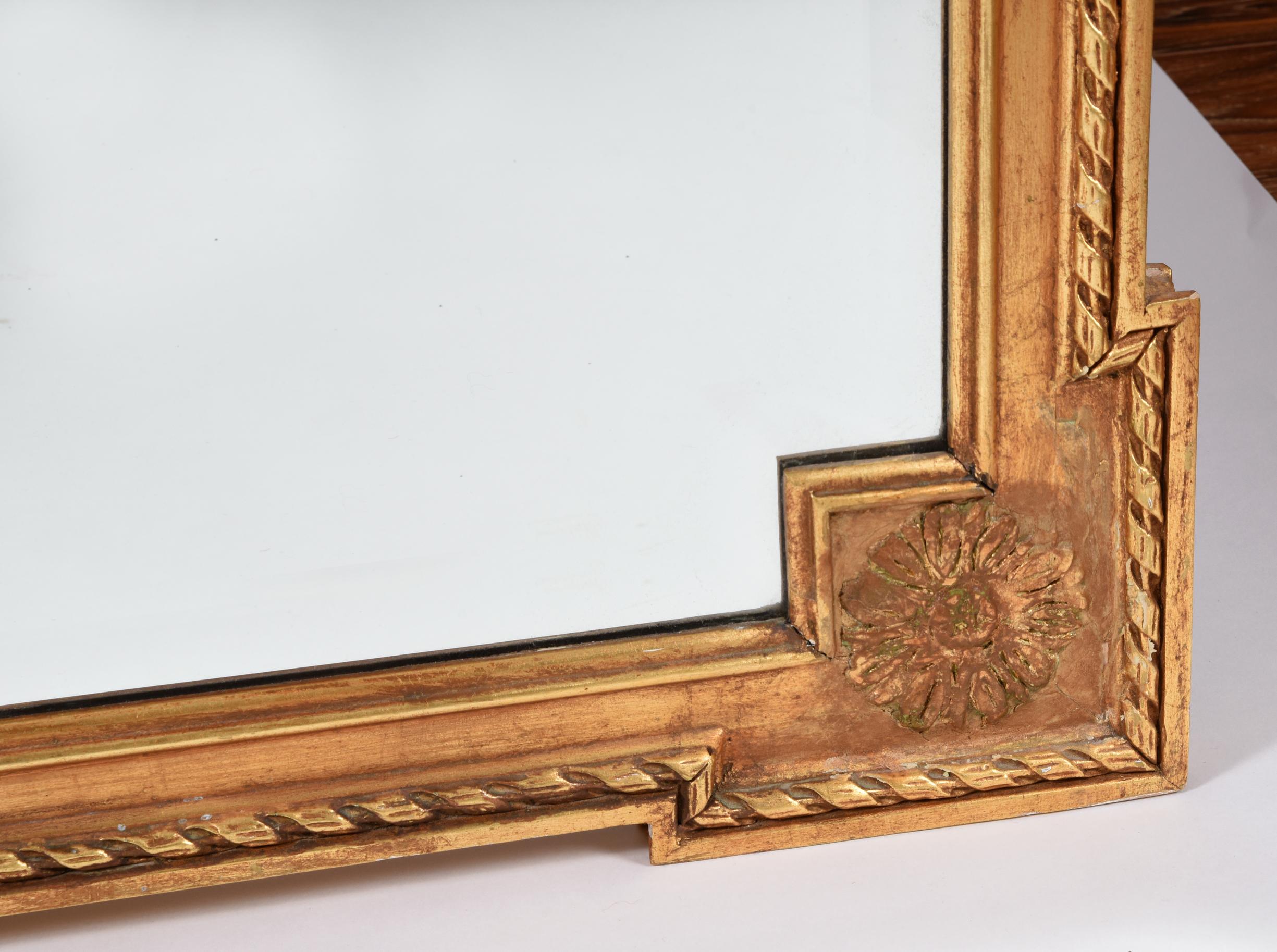 Empire Revival Early 20th Century Matching Pair of Giltwood Hanging Beveled Mirrors