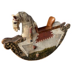 Antique Early 20th Century Medieval Style Rocking Horse