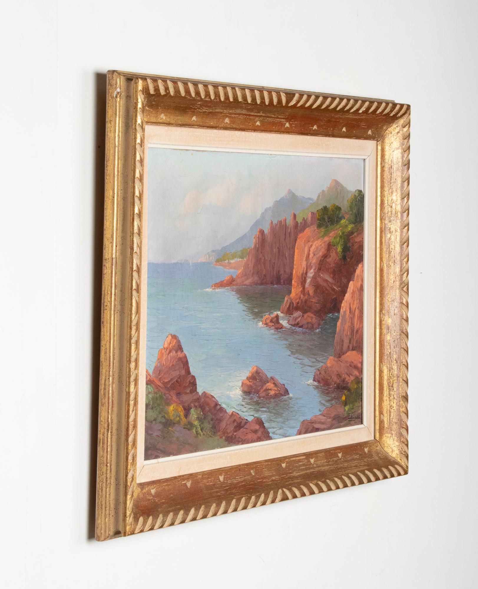 Paesaggio costiero mediterraneo dei primi del Novecento dipinto da Clément Boyer in vendita 7