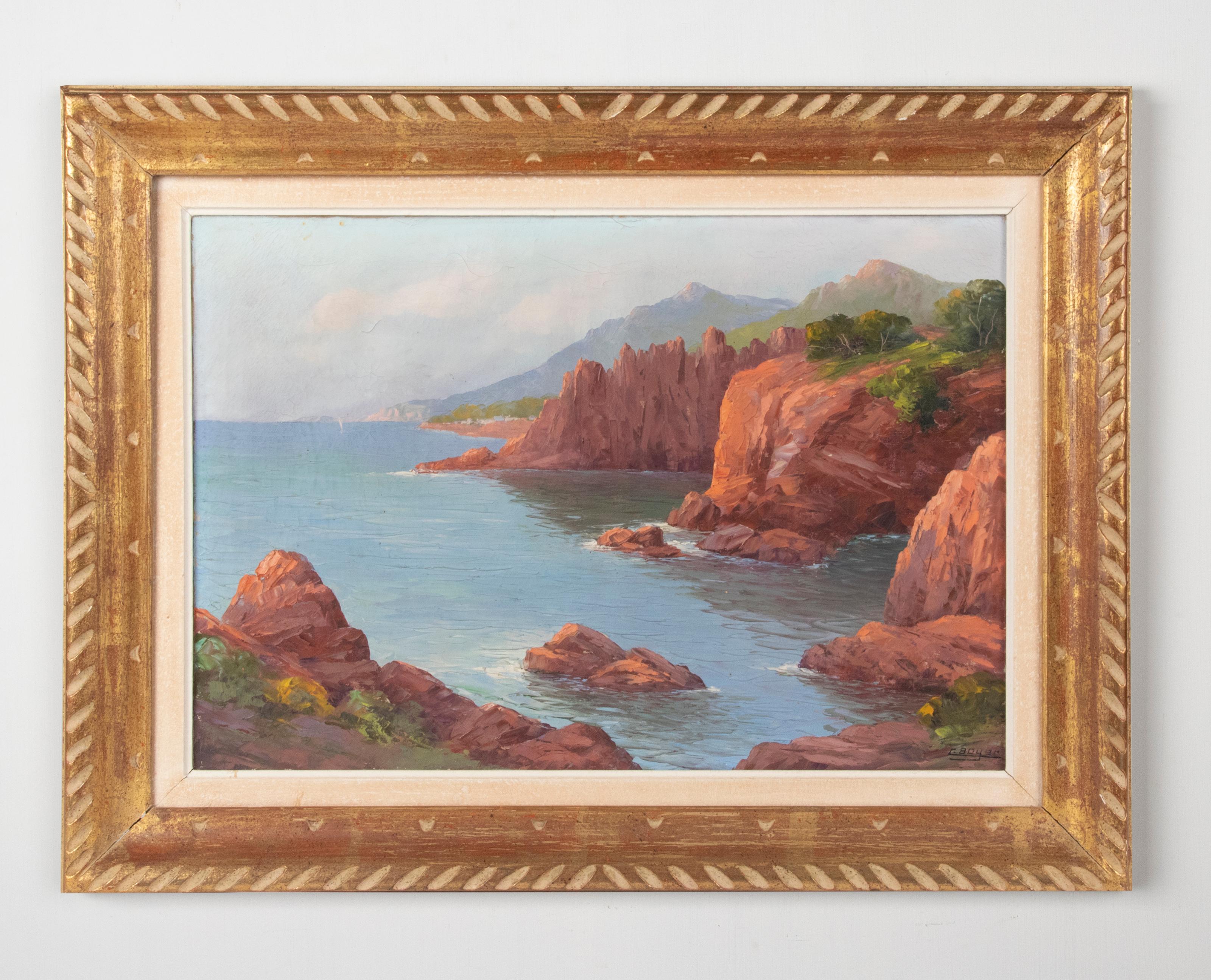 Beaux Arts Early 20th Century Mediterranean Coastal Landscape Painting by Clément Boyer For Sale