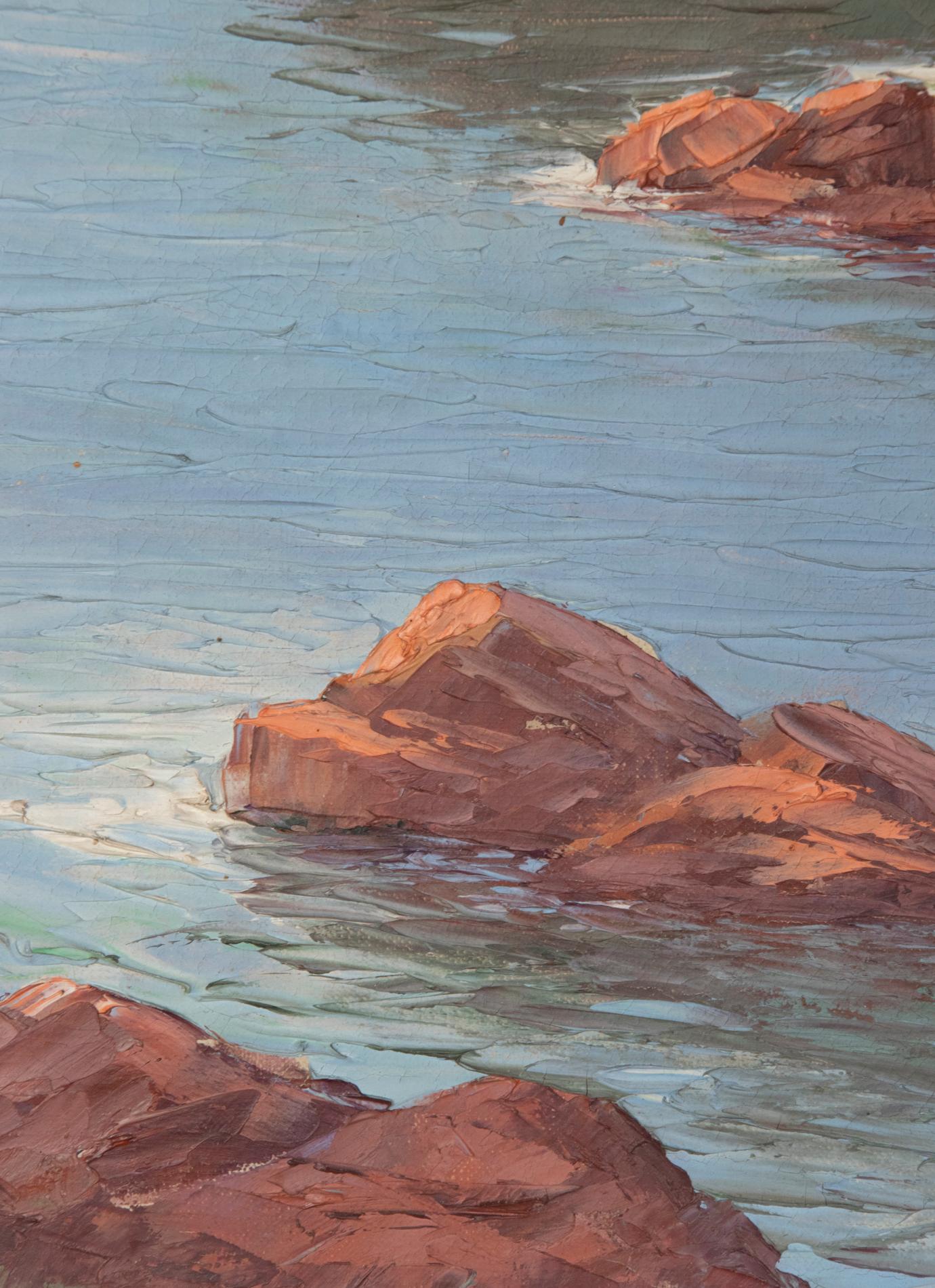 Inizio XX secolo Paesaggio costiero mediterraneo dei primi del Novecento dipinto da Clément Boyer in vendita