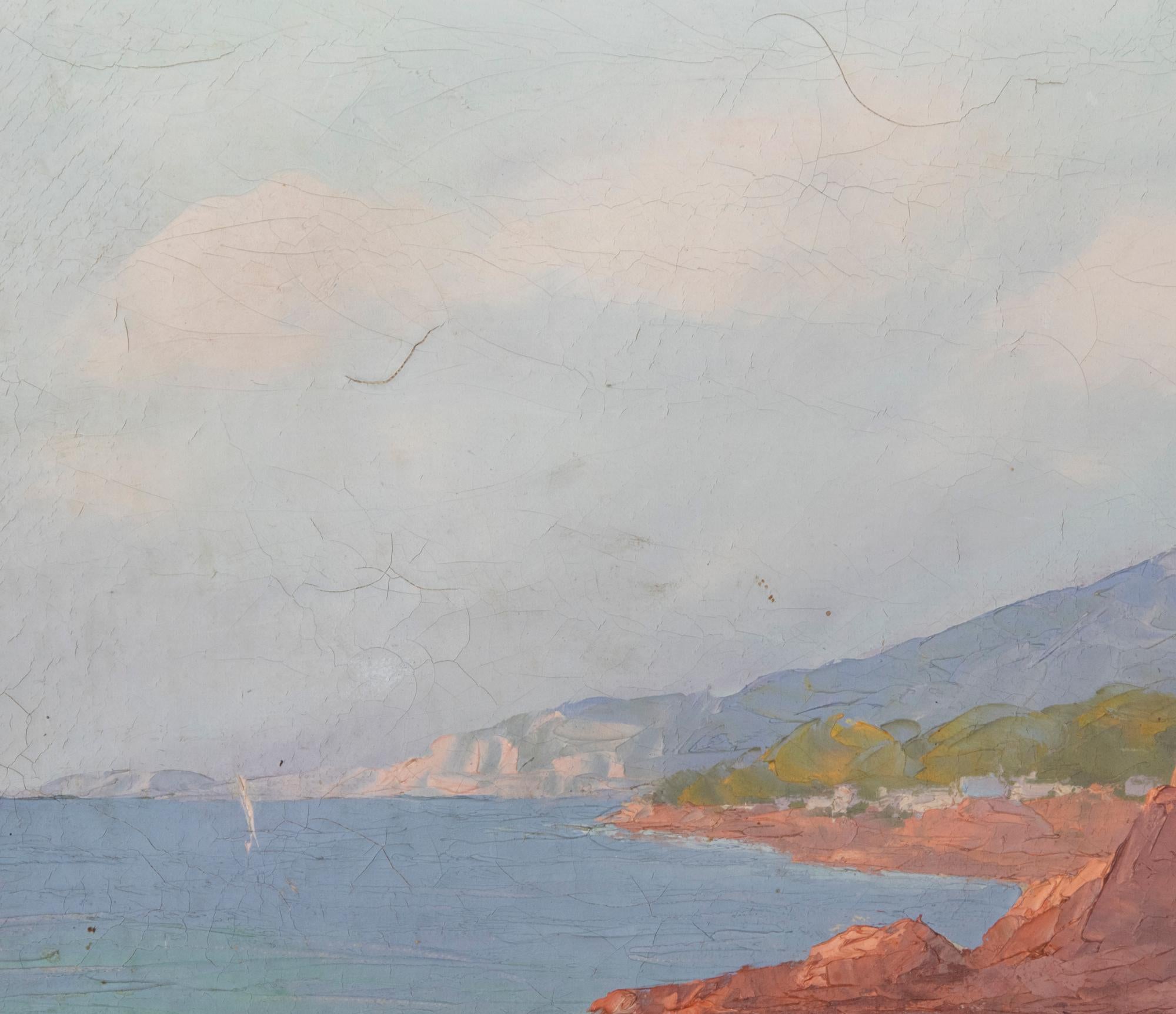 Early 20th Century Mediterranean Coastal Landscape Painting by Clément Boyer For Sale 2